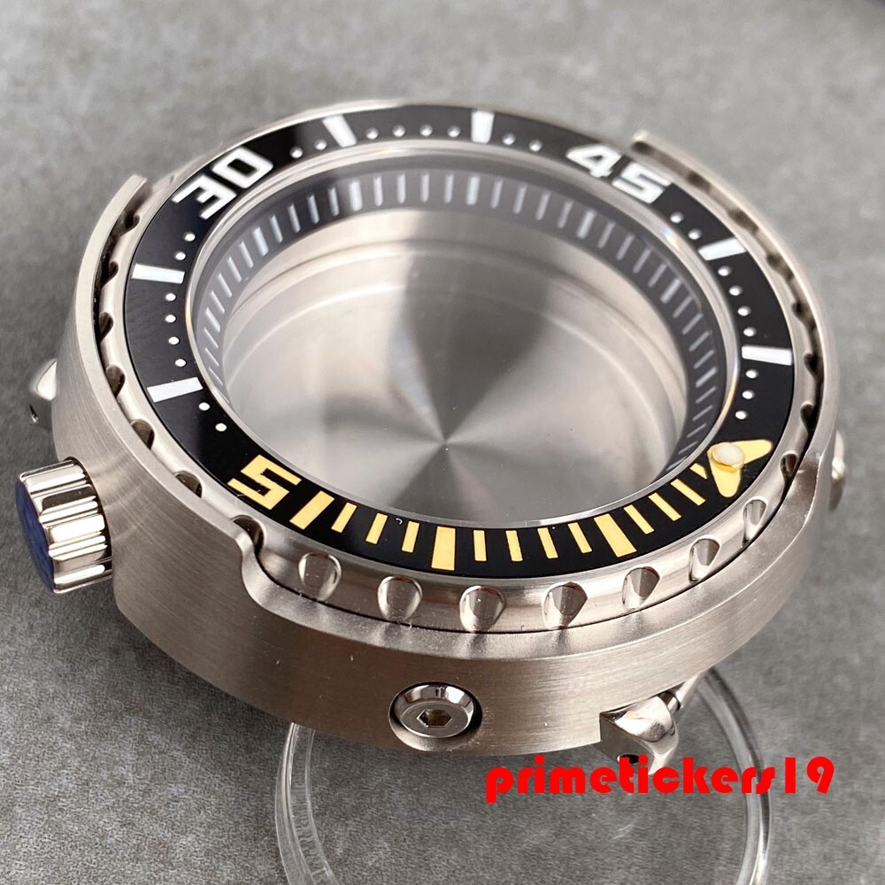 Stainless Steel 46.5mm Watch Case Sapphire 4 o’clock Crown Fit NH34 NH35 NH36