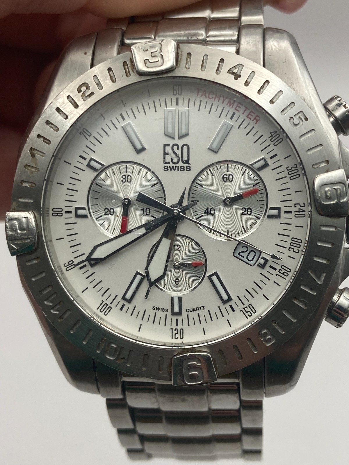 ESQ By Movado Mens ES-12-1-14-5509 Stainless Steel Watch NEW BATTERY! READ!
