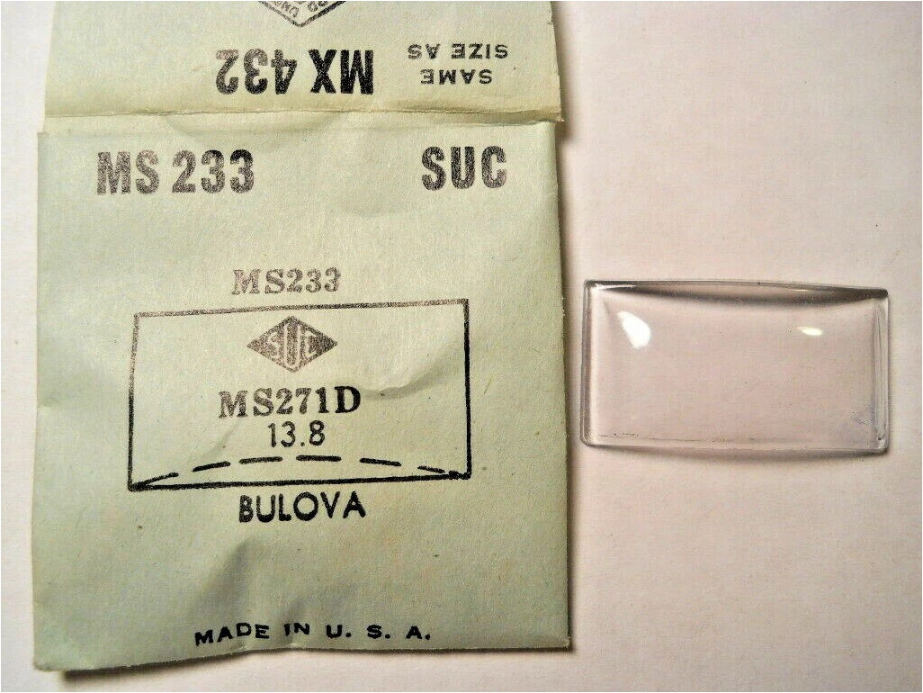SUC MS233 Watch Crystal For Bulova – 27.1 x 13.8 mm – Replacement / Repair Part