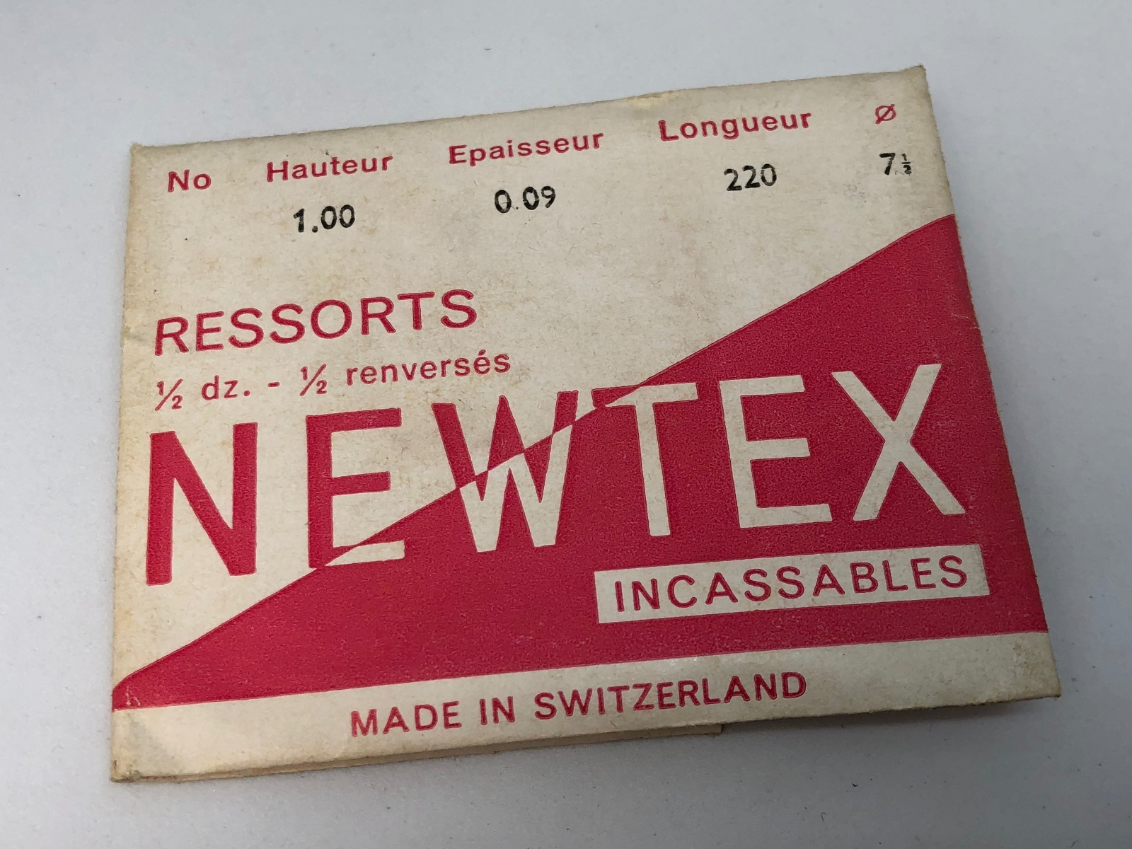 NEWTEX Incansables 6 RESSORTS 1/2 dz. for Watches. 1.00 / 0.09 / 220 / 7 1/2
