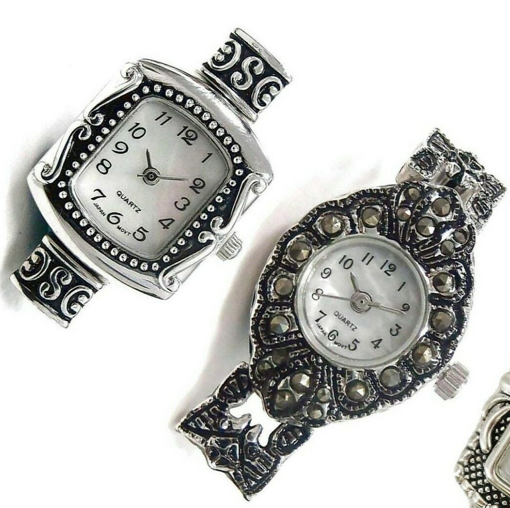 Watch Face DIY SILVER Color DIY Craft Jewelry 2 pcs Victorian Jewelry Making