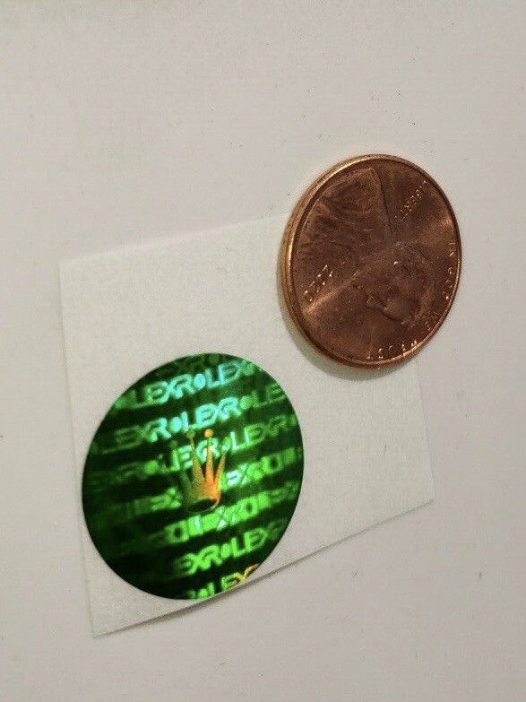 Rolex Day Datejust Green Case Back Hologram Sticker 19mm diameter