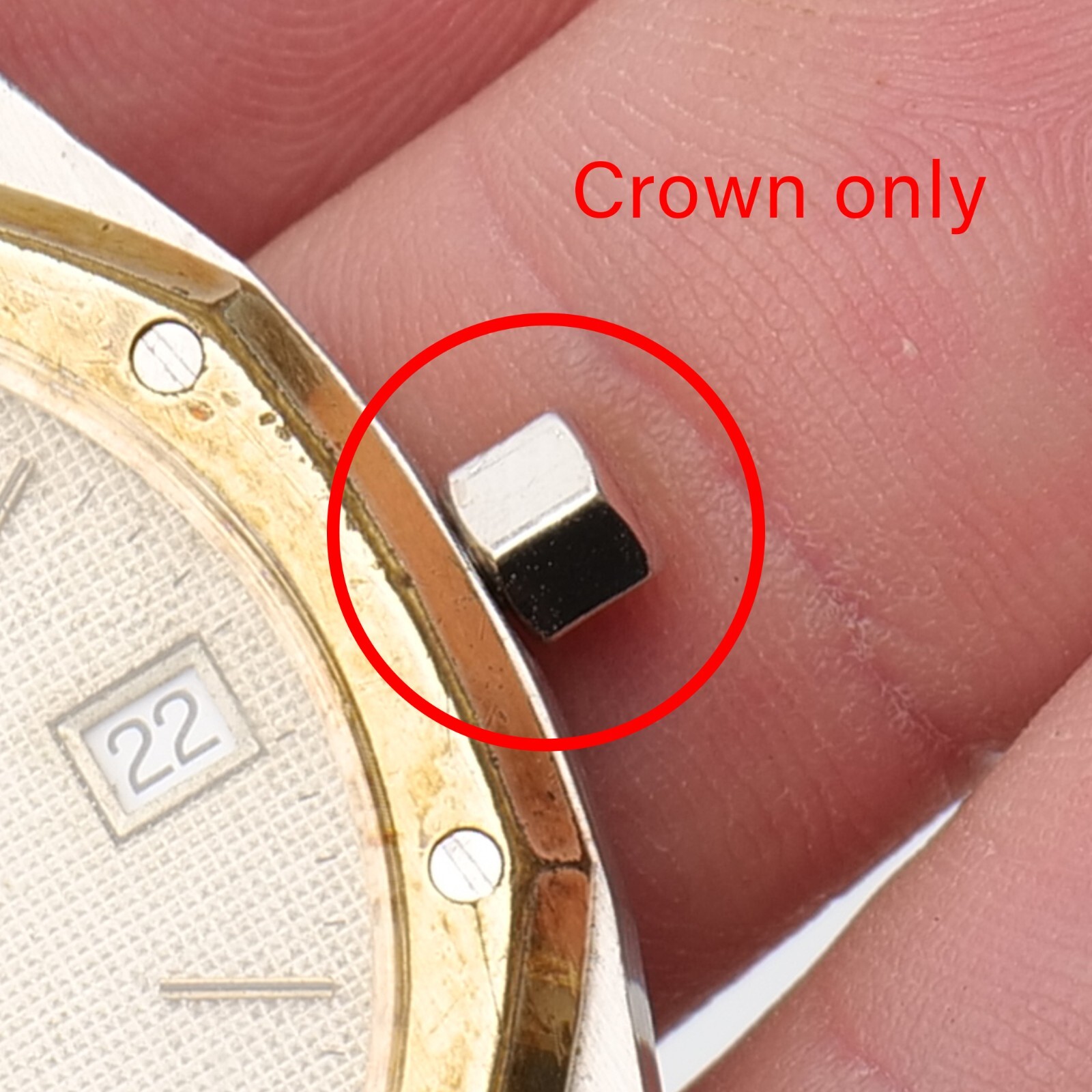 Vintage Bulova Royal Oak Steel Replacement Crown Part 4.4mm x 3.5mm Tap 10