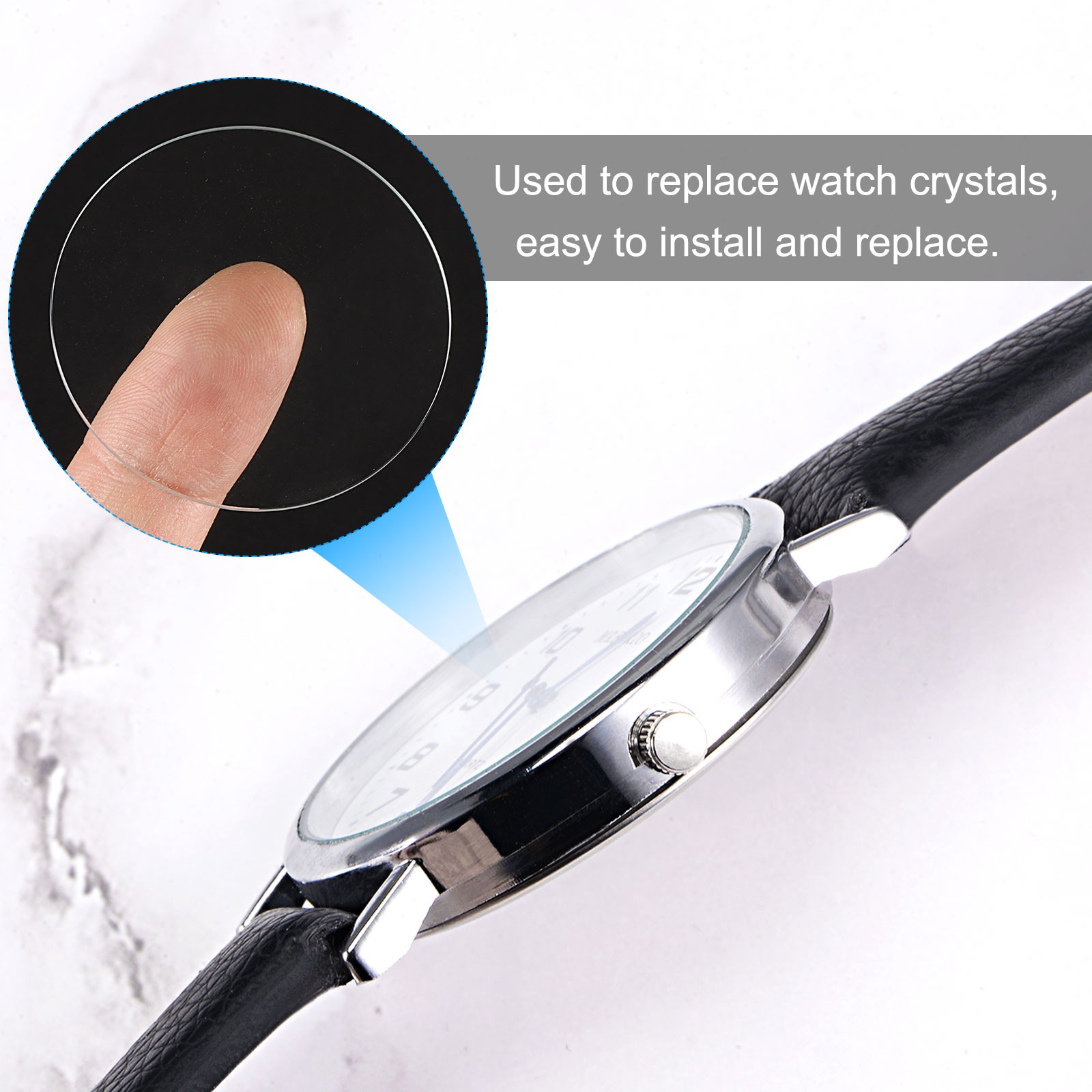 12pcs Watch Crystal Glass Lens 44.5mm Flat Round Glass Watch Face Crystals Lens