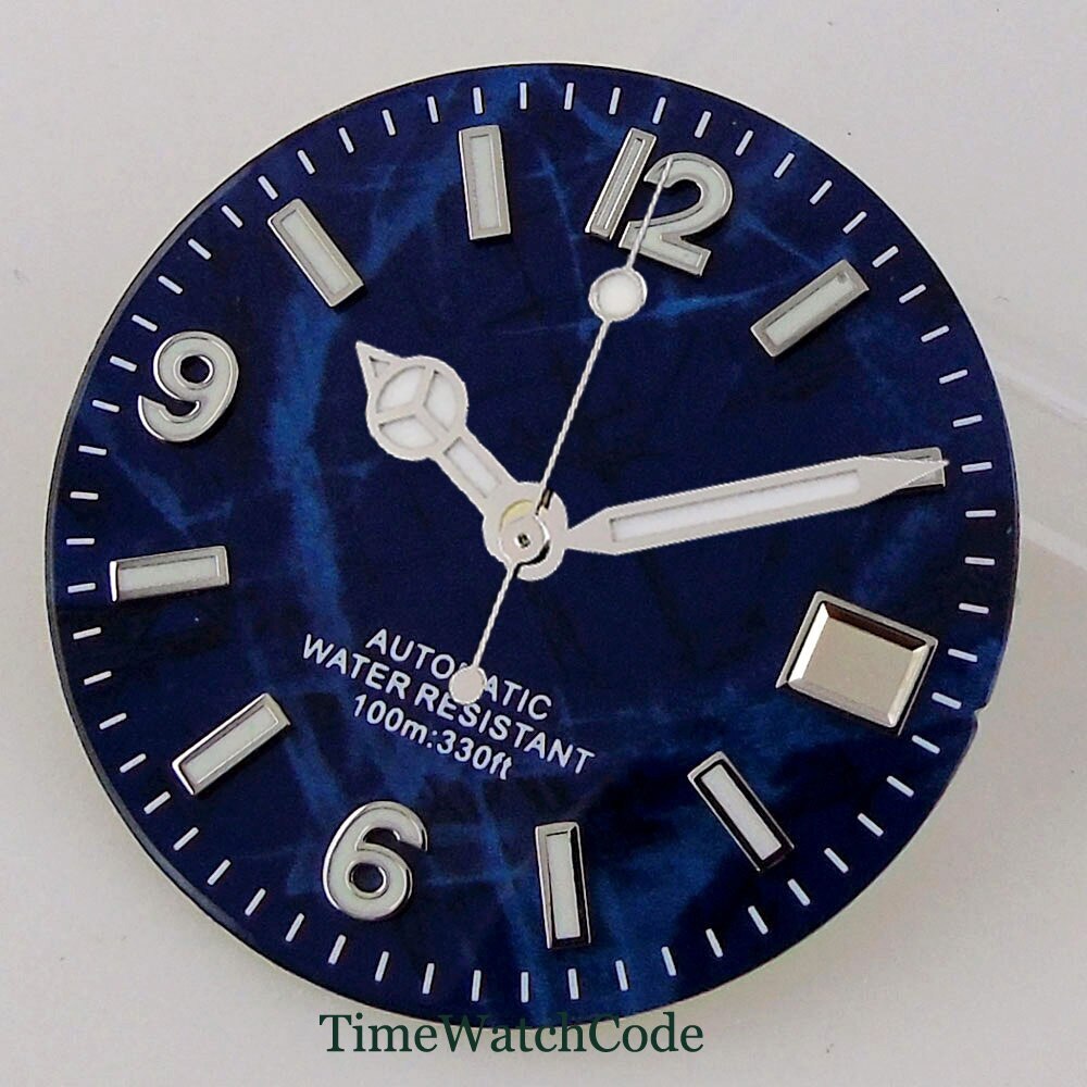 29mm Luminous Watch Dial Face Fit for NH35A NH36A Black Blue Green Date Window