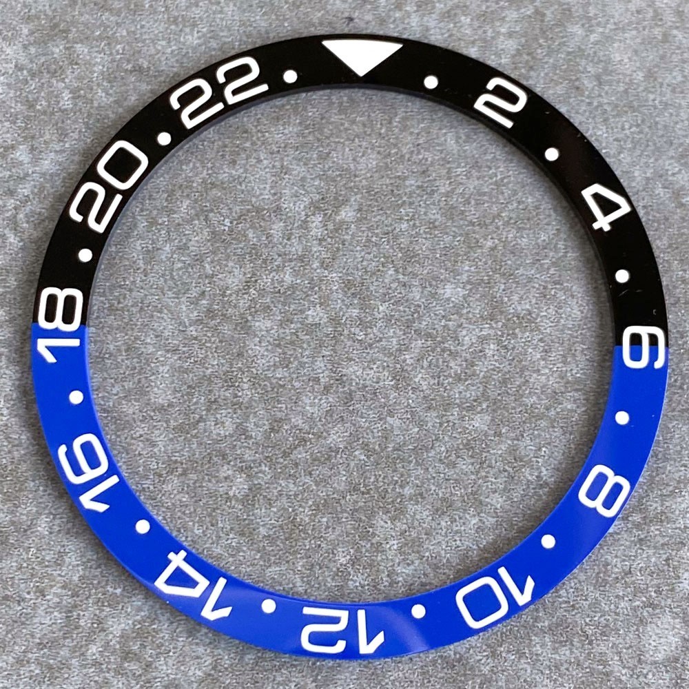 38MM*31.5MM Flat Alloy Ceramic Bezel Insert For NH35 NH34 GMT SKX Diver Watch
