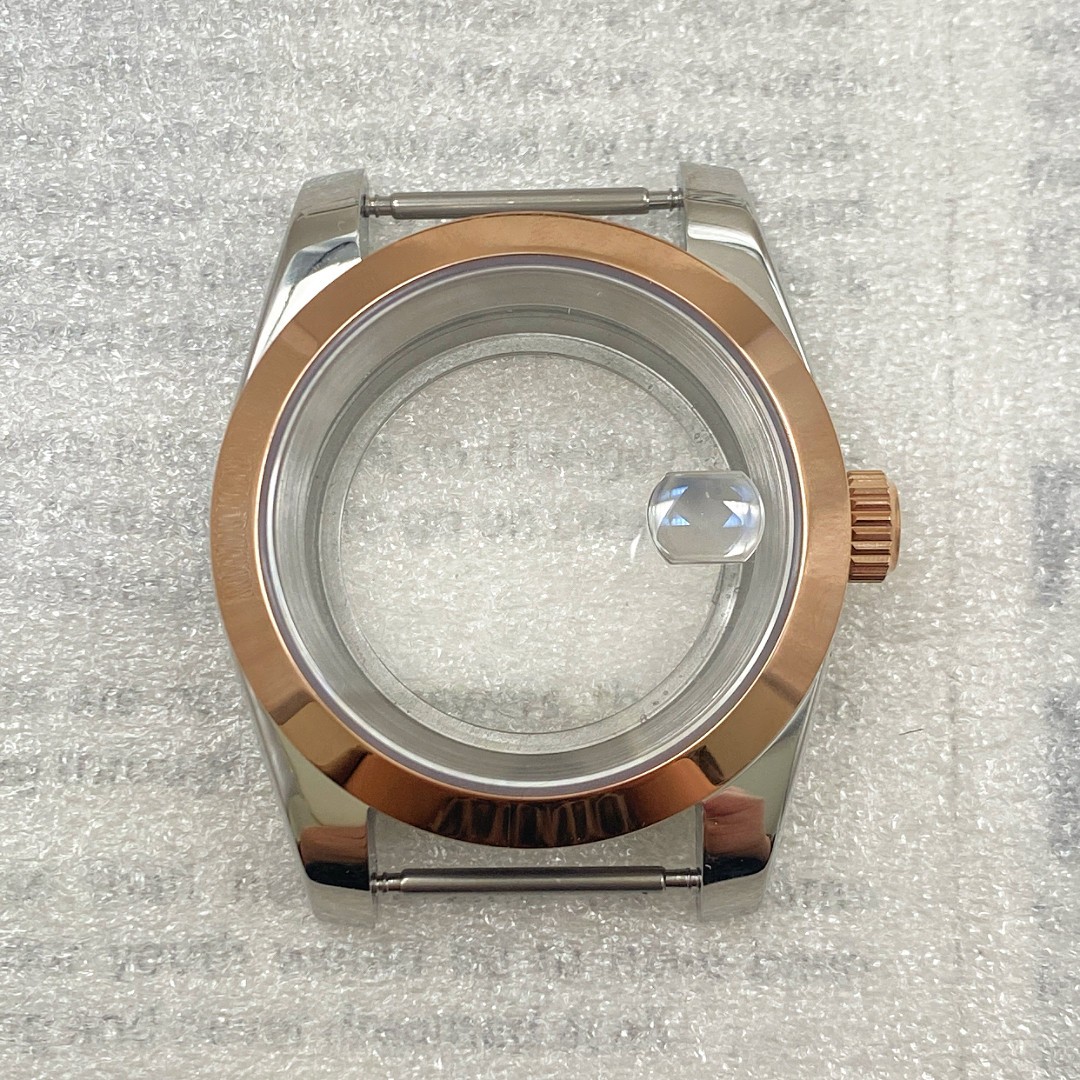 36/39mm Gold Sloped Edge Watch Mod Case Fits NH35/NH36 Mechanical Movements