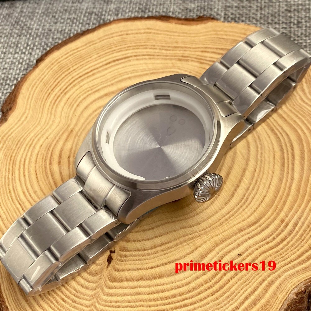 39mm Pilot Watch Case Bracelet Sapphire Big Crown 20bar Fit NH35 NH36 NH34 Movt