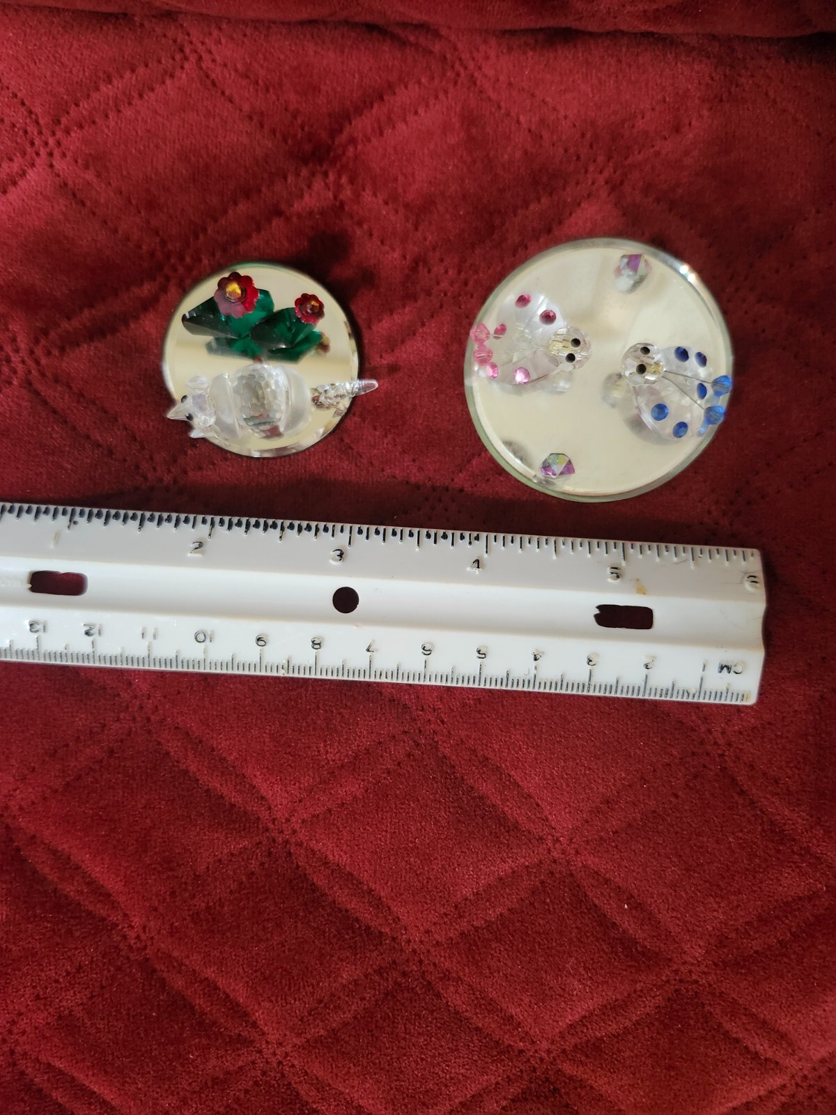 Vintage Crystal Figurines 2 Pieces Lady Bugs and Armadillo 80’s CFL