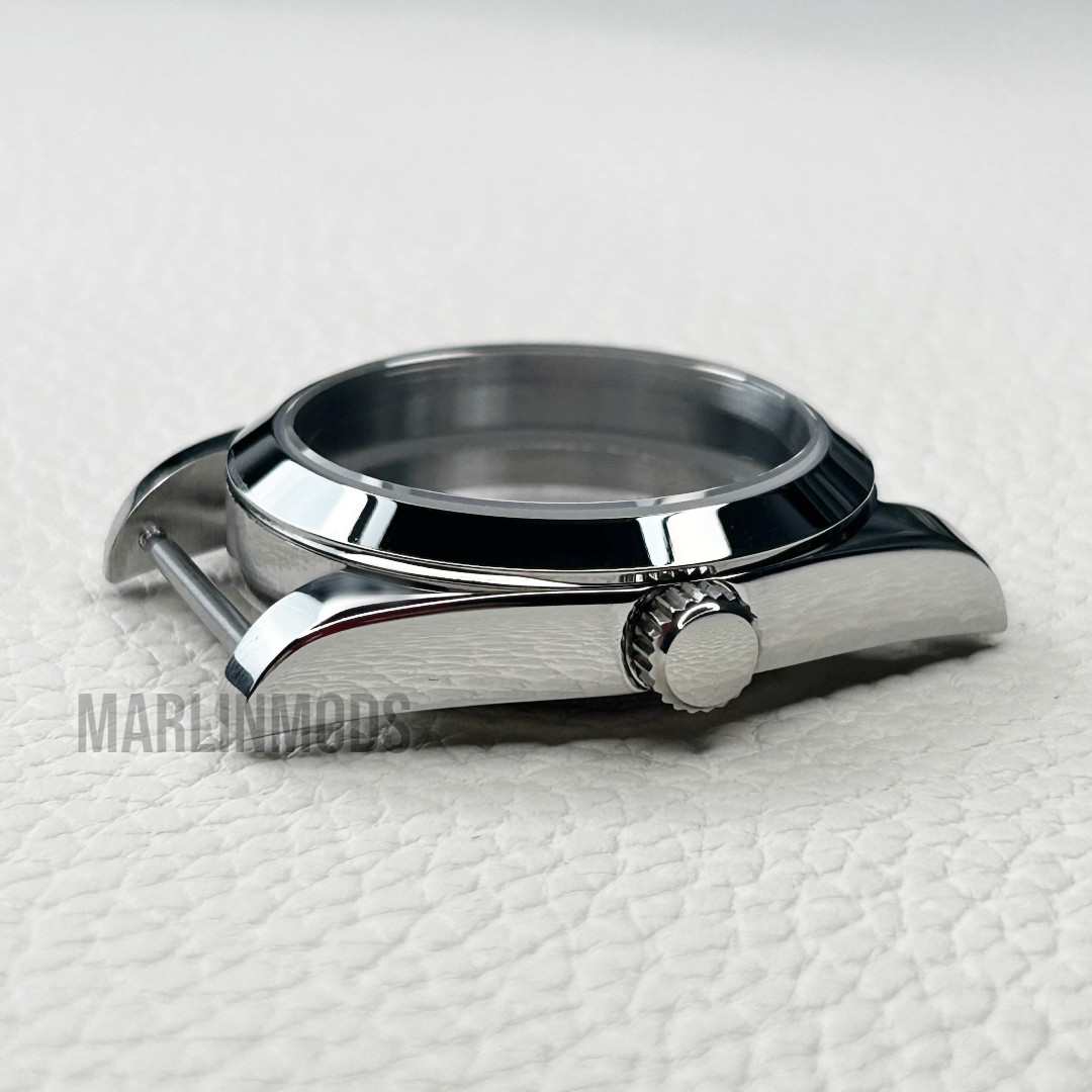 Fit NH35 NH36 Automatic 36mm Sapphire Watch Polished Steel Case Silver 10ATM Mod
