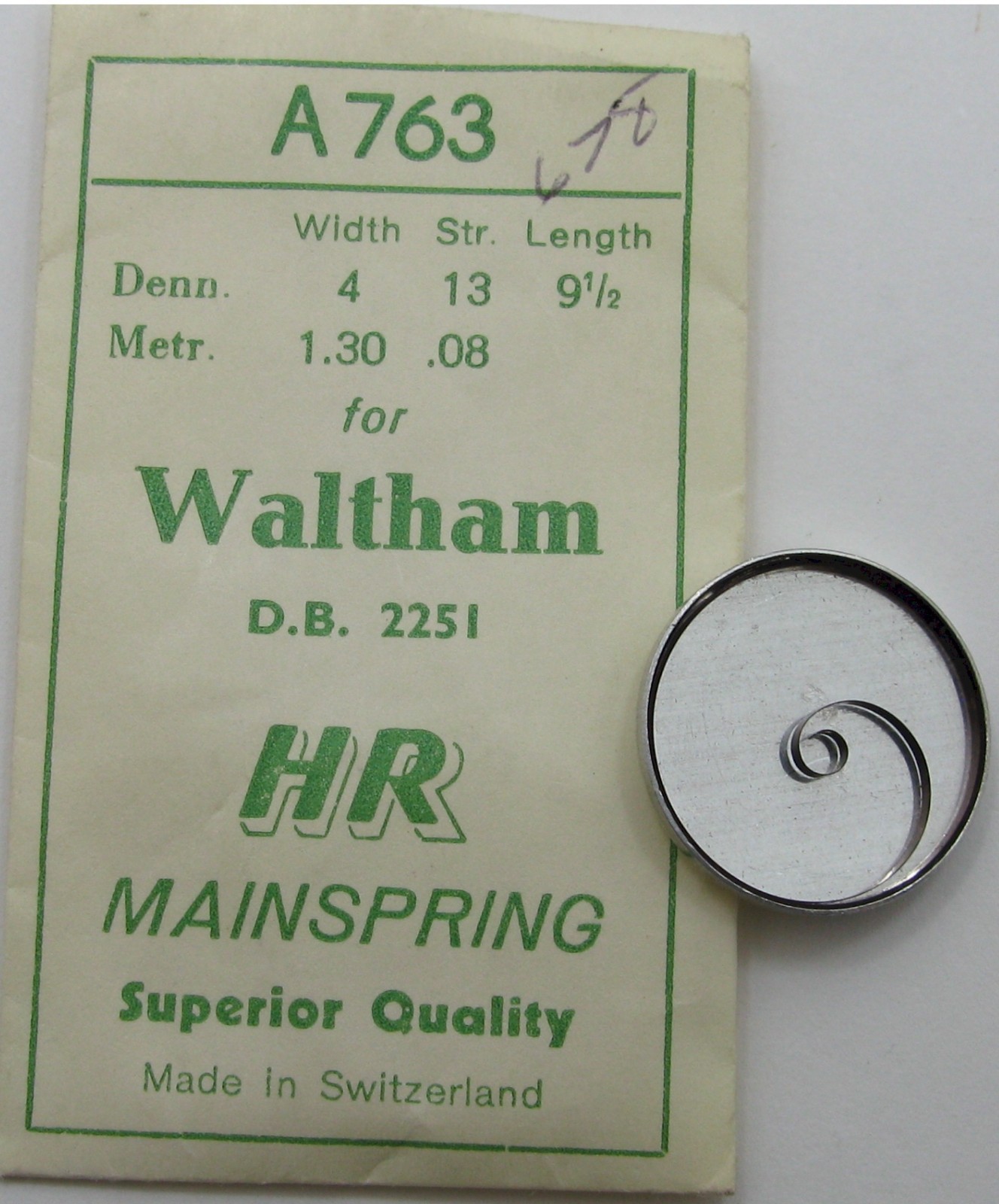 Waltham 678 D B 2251 part: Watch Mainspring x1 blue alloy A 763