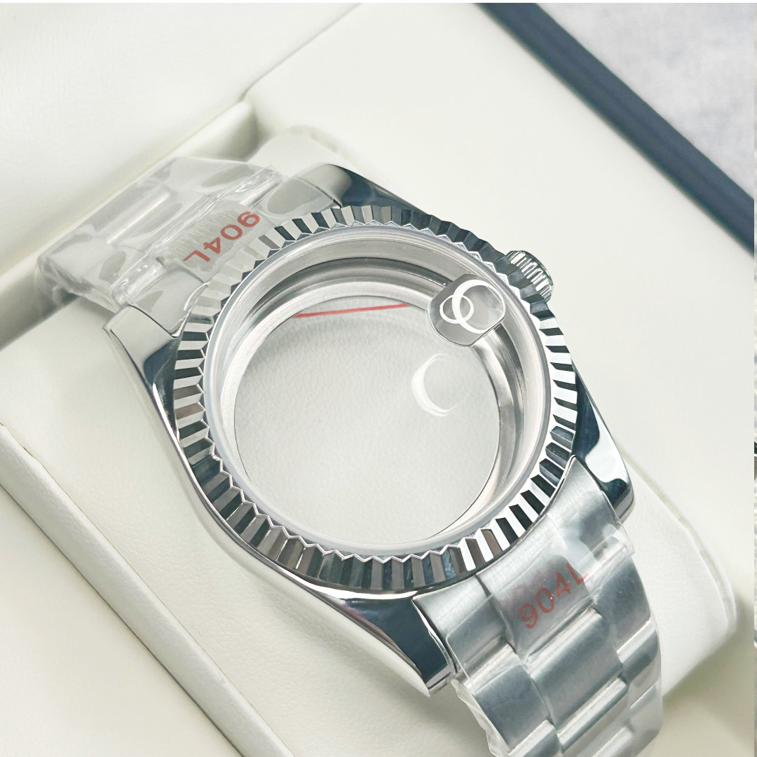 Fluted Steel 36MM Sapphire Glass Watch Case Fit Japan NH35 NH36 Movement Mods