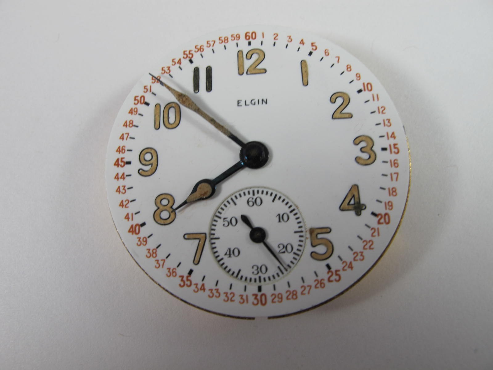 ELGIN MENS 1942 16S ELGIN 17J GRADE 347 WATCH MOVEMENT WITH MILITARY DIAL HANDS