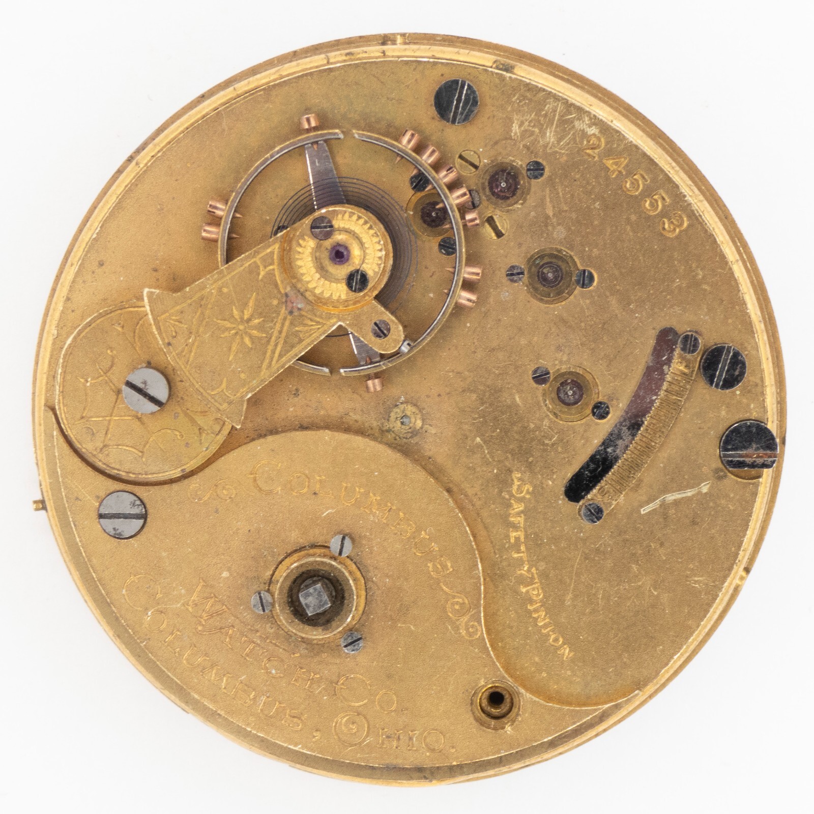 Columbus Model 3 18-Size 15-Jewel Key Wind Antique Pocket Watch Movement