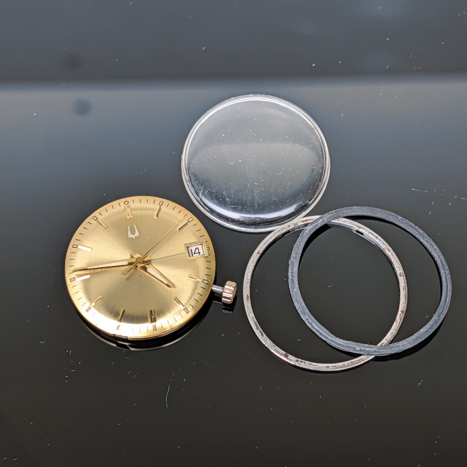 Accutron 218D 15 Jewel Tuning Fork Men’s Wristwatch Movement & Parts Vintage