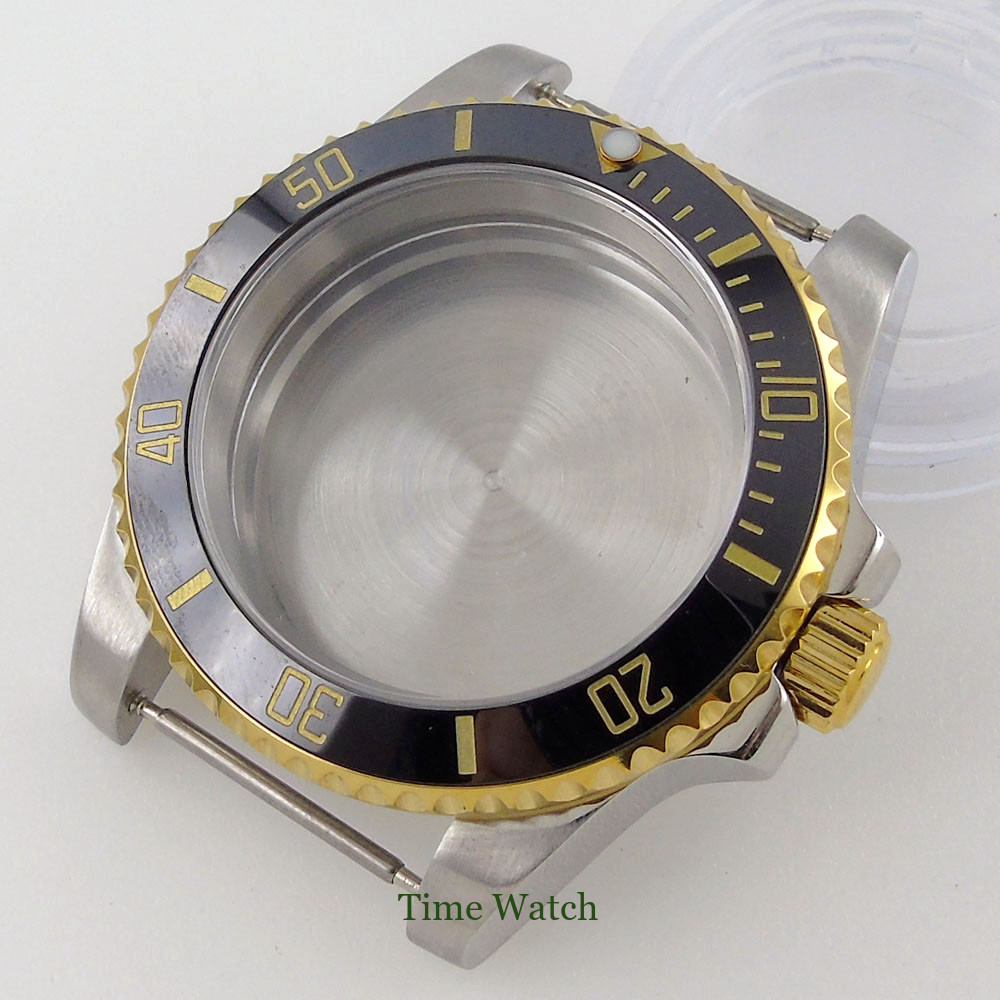 40mm Gold Watch Case Fit NH35 Miyota8215 DG2813 ETA2824 2836 PT5000 Oyster Strap