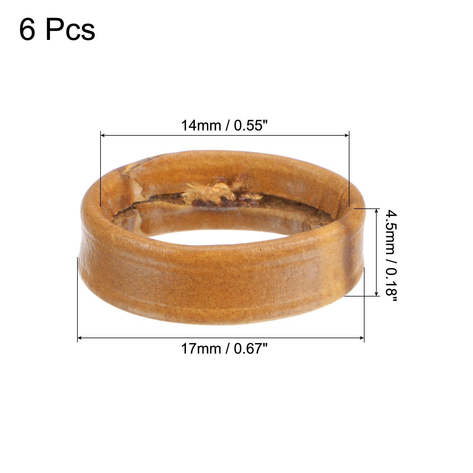 6 Pcs PU Leather Loops Retaining Ring for 14mm Width Watch Band, Brown