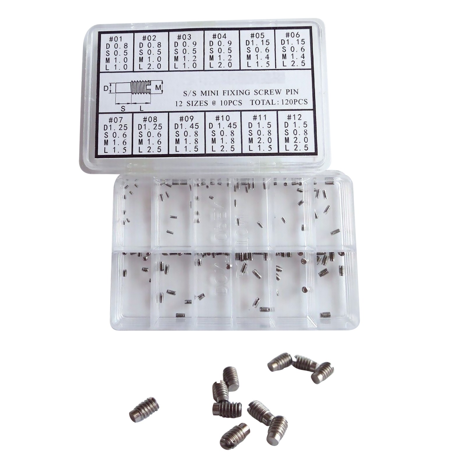 120Pcs Stainless Watch Fixing Screws Pins Assortment Watchmaker Repair Tools