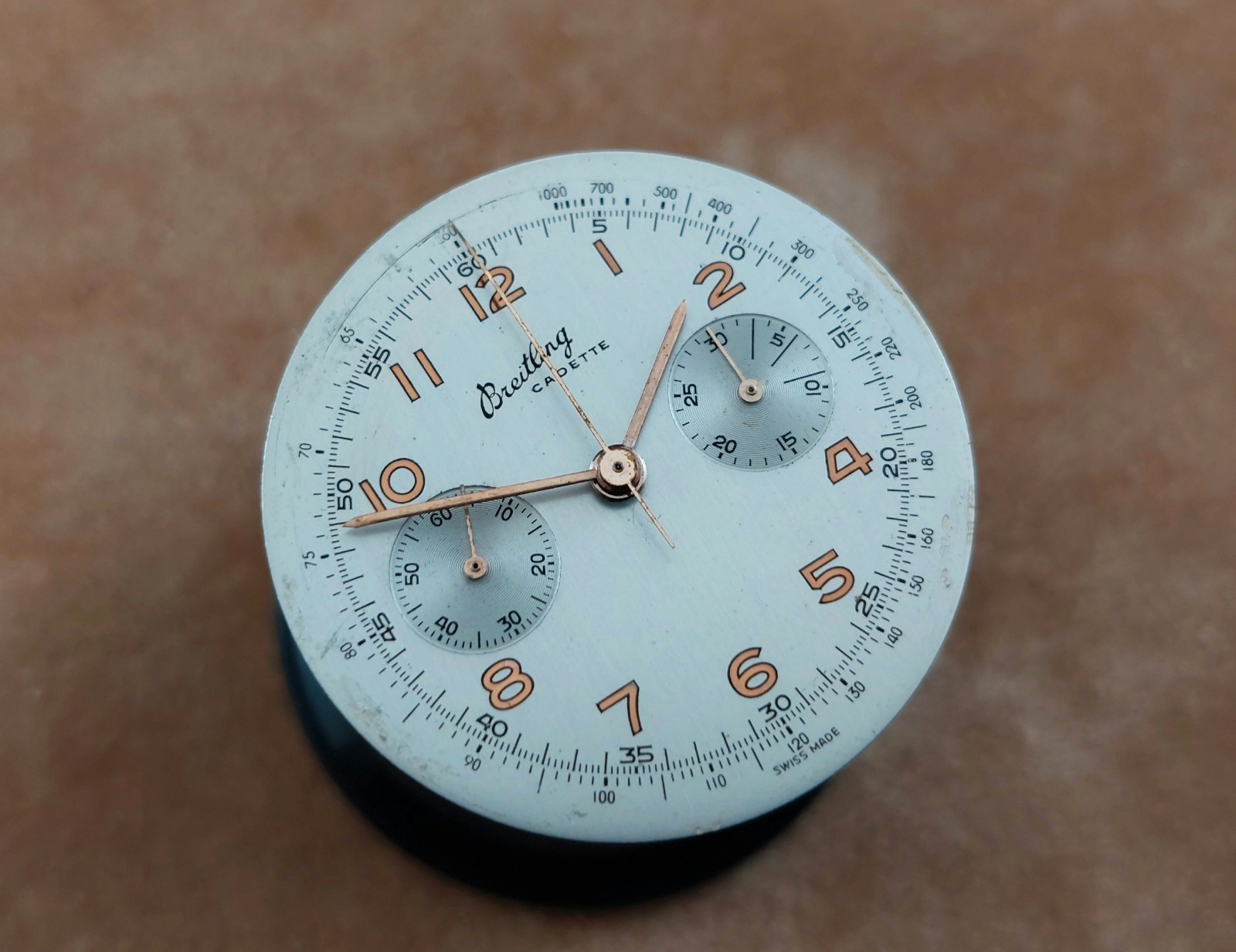 Vintage BREITLING Cadette Chronograph Movement Venus 188 & Dial. Ca 1950’s