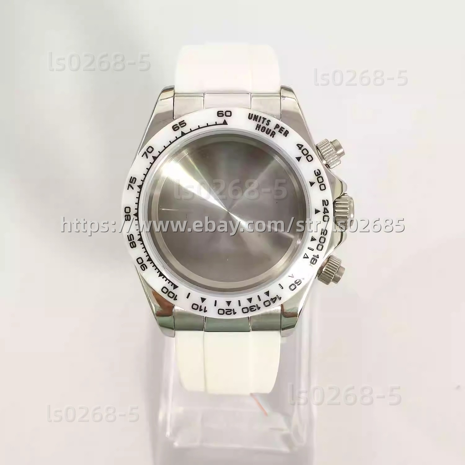 39mm VK63 Watch Case + Rubber Strap Fit Quartz Movement Fine Steel