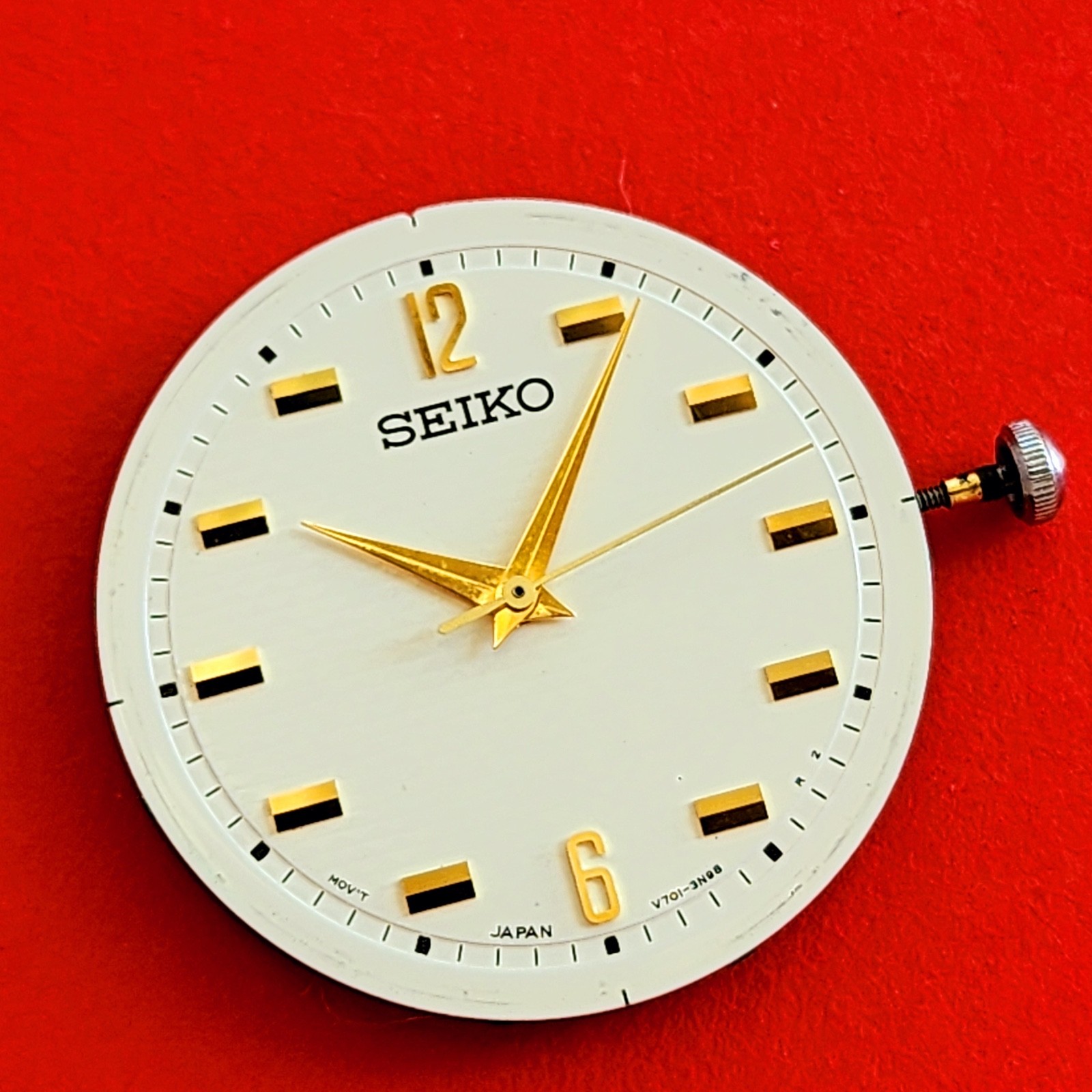 Seiko Watch Movement VX51E Quartz Dial Hands Stem Crown For Parts