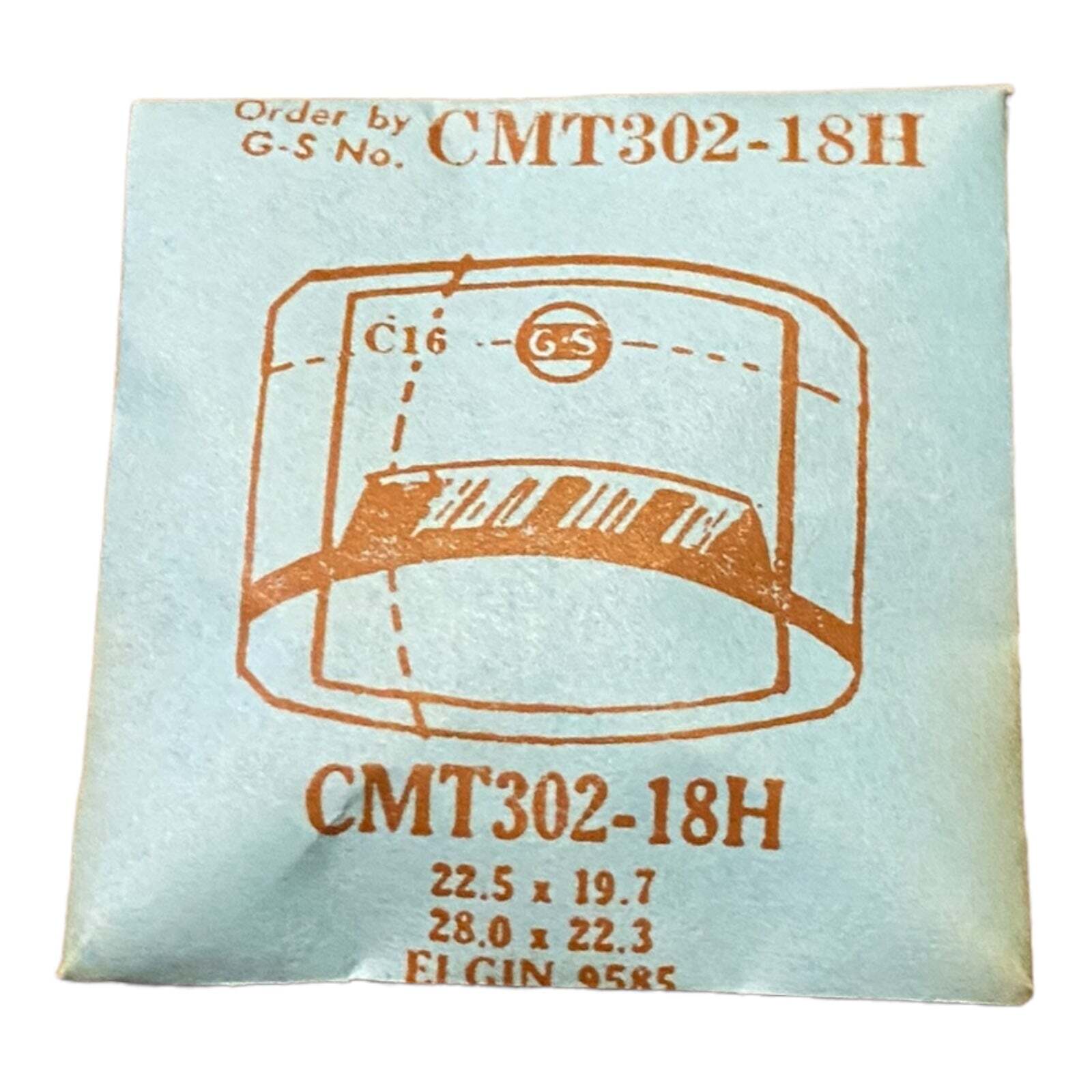 Germanow-Simon Mach (GS) CMT302-18H Watch Crystal 22.5×19.7 NOS Part Elgin