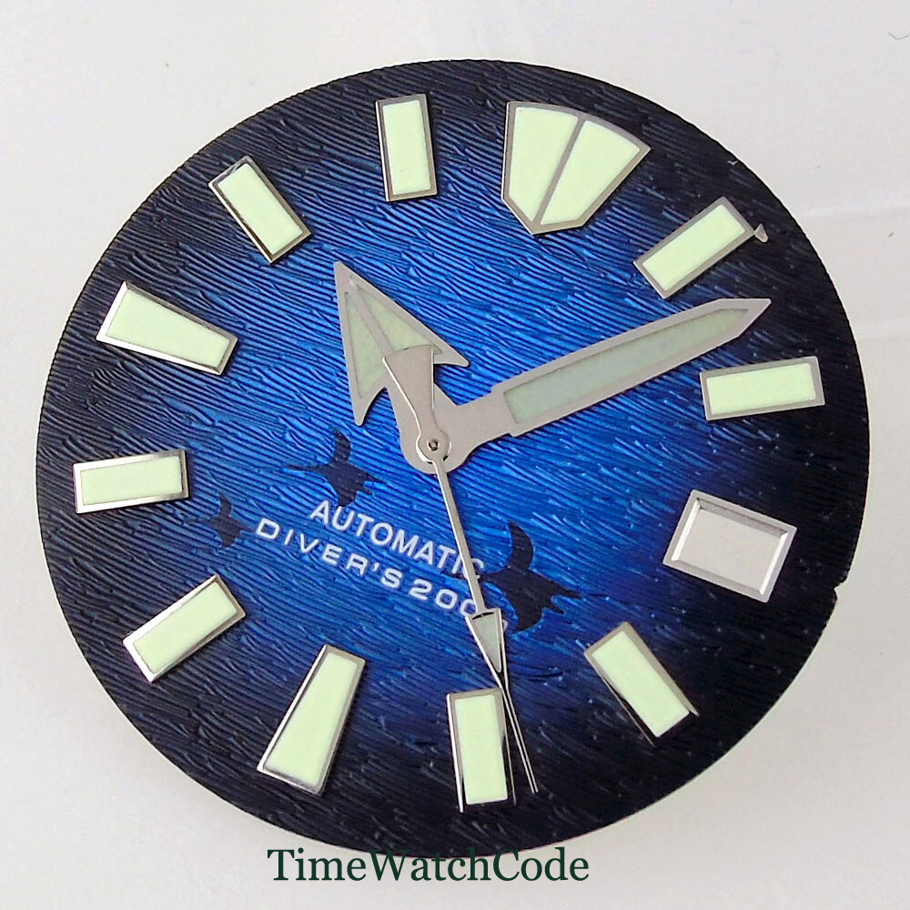 29mm Watch Dial Face Fit for NH35 NH36 Movement 3H 3.8H 4.1H Crown Green Lume