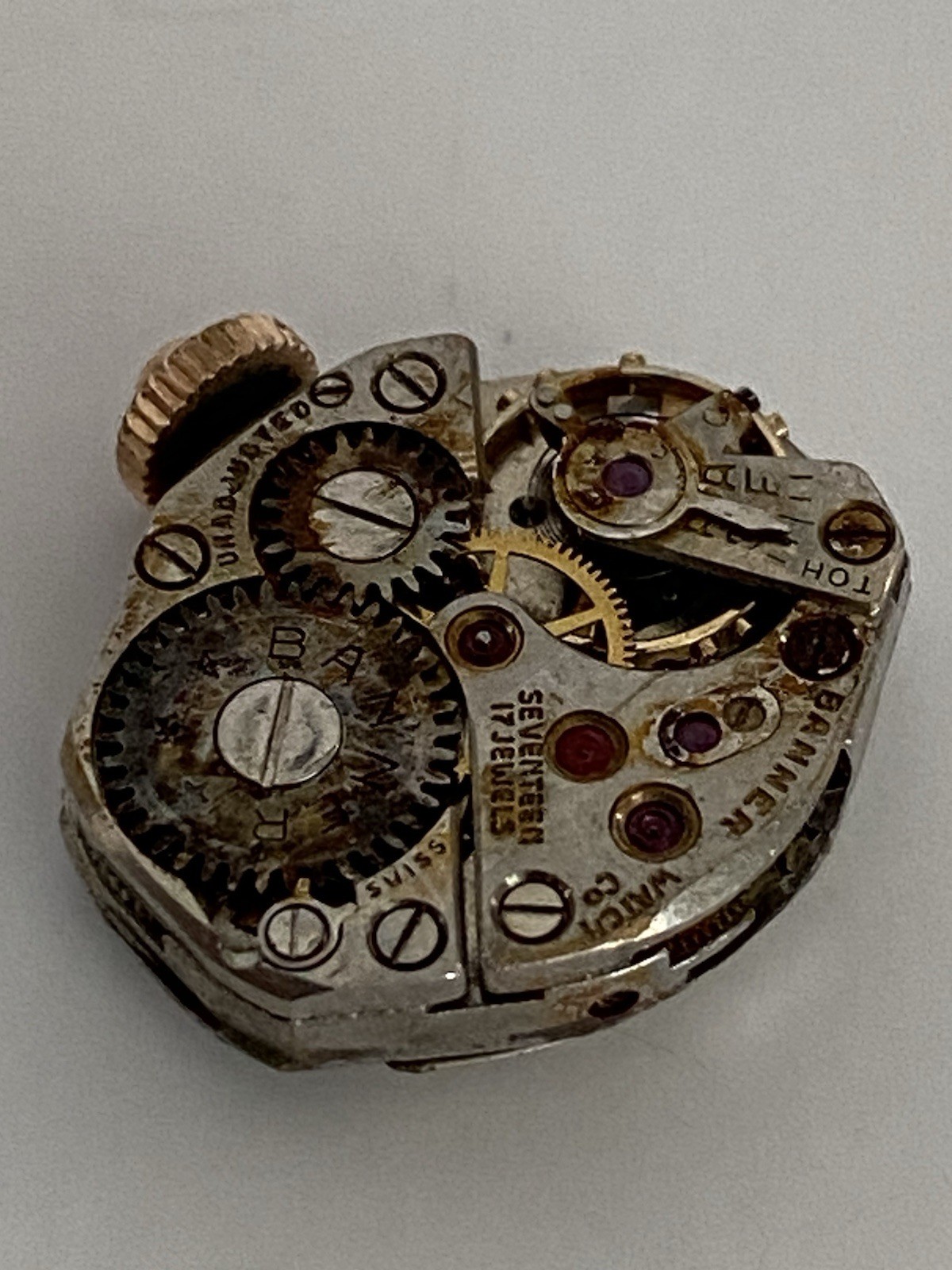 Vintage BANNER WATCH CO. 17 Jewels SWISS Wind Up For Parts Or Repair