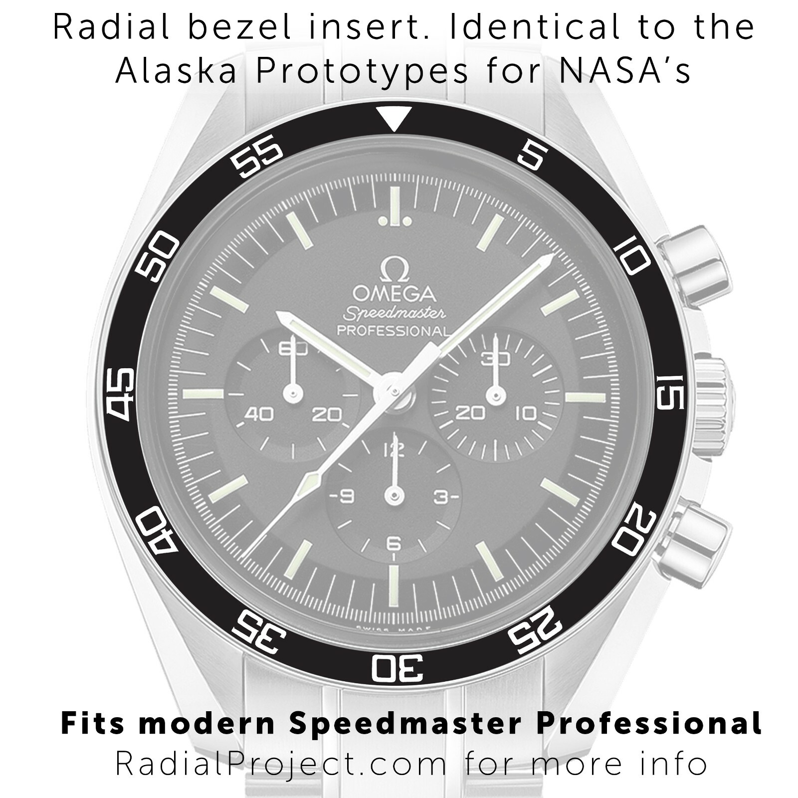Bezel Insert for Omega Speedmaster Professional – 60min ( Radial Project )