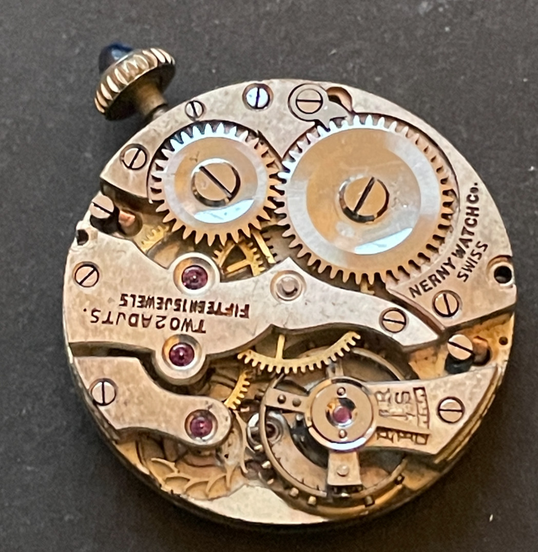 Vintage Nermy Pendant Watch Movement Good Balance Art Deco 15j Swiss