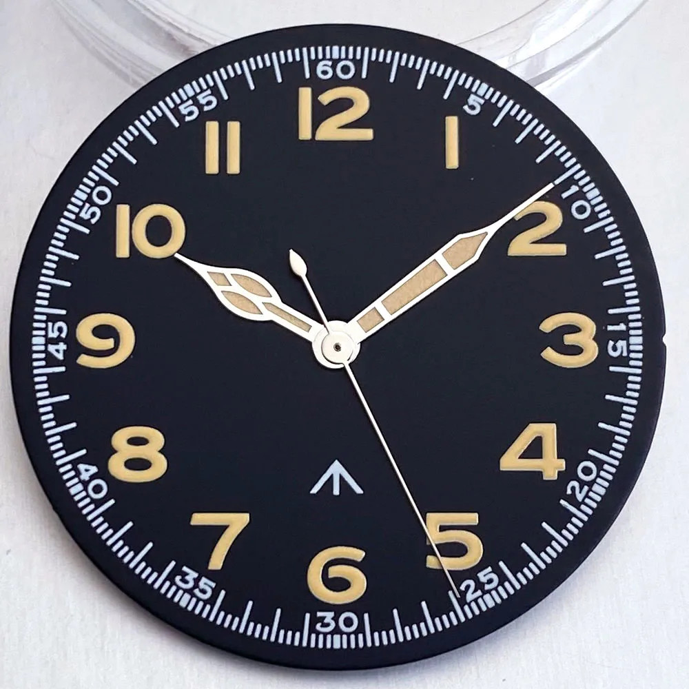 Tandorio 33.5mm Vintage Pilot Watch Dial Face For NH35/PT5000/Miyota 8215/VH31 B