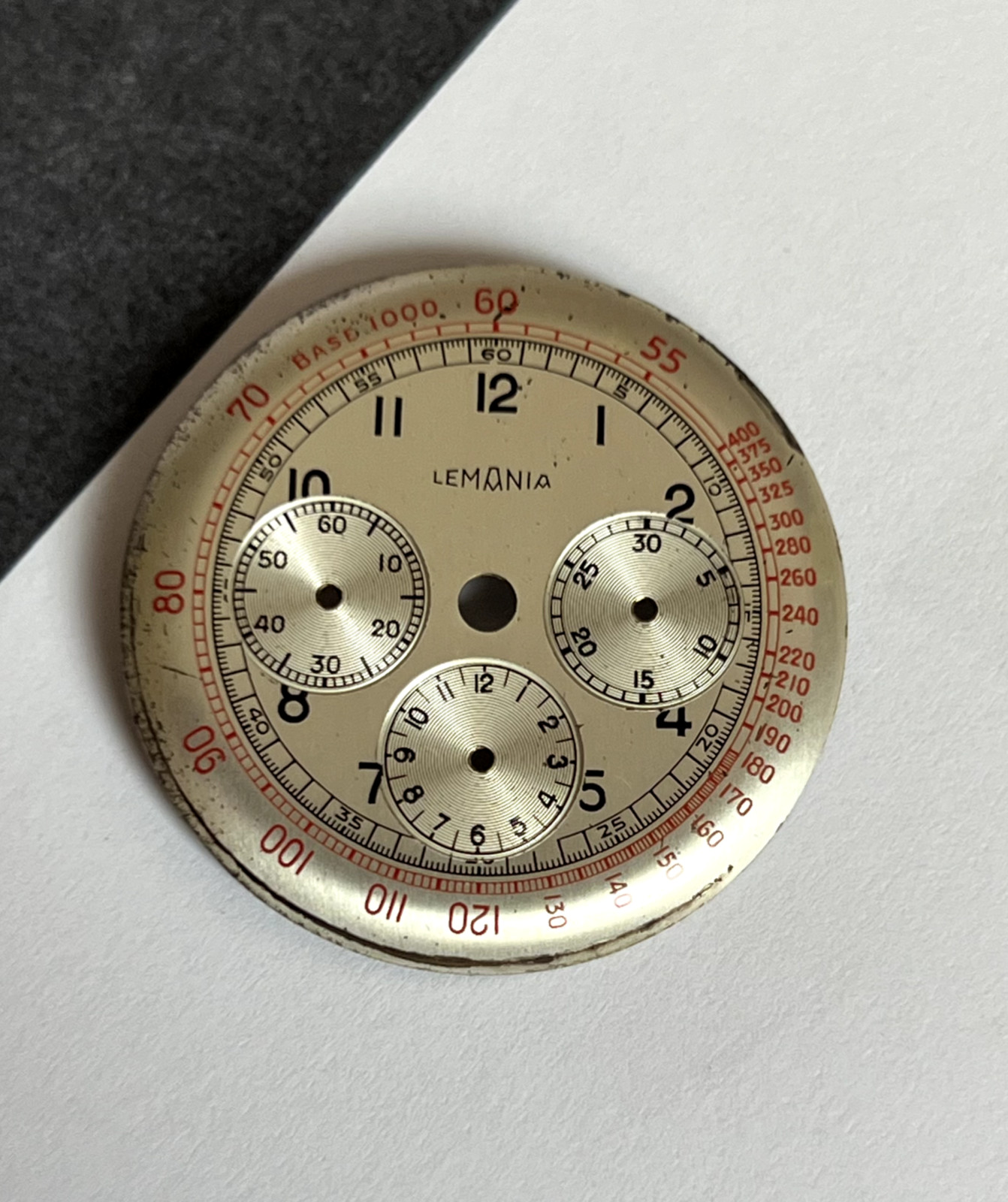Lemania dial chronograph CH27-C12 Omega 321 three register genuine vintage