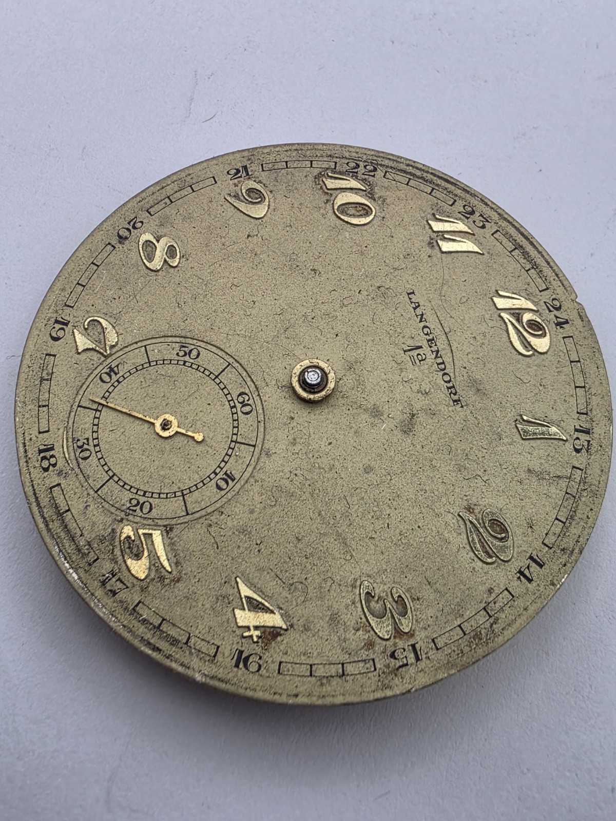 Vintage LANGENDORF 1a Swiss Pocket Watch Movement + Dial 47mm Lot 507