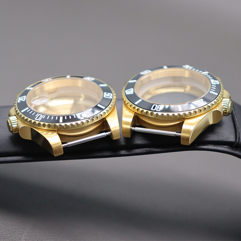 40mm Gold Watch Case 3C Luminous Ceramic Ring For Seiko Nh35 Nh36 Eta2824 PT5000
