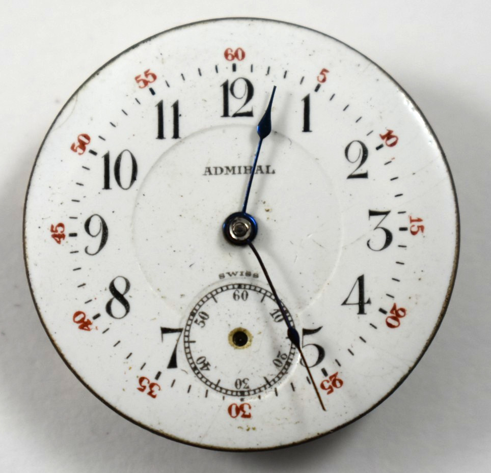 Vintage Swiss Made Admiral 29.80mm Pendant Set Pocket Watch Movement lot.fb