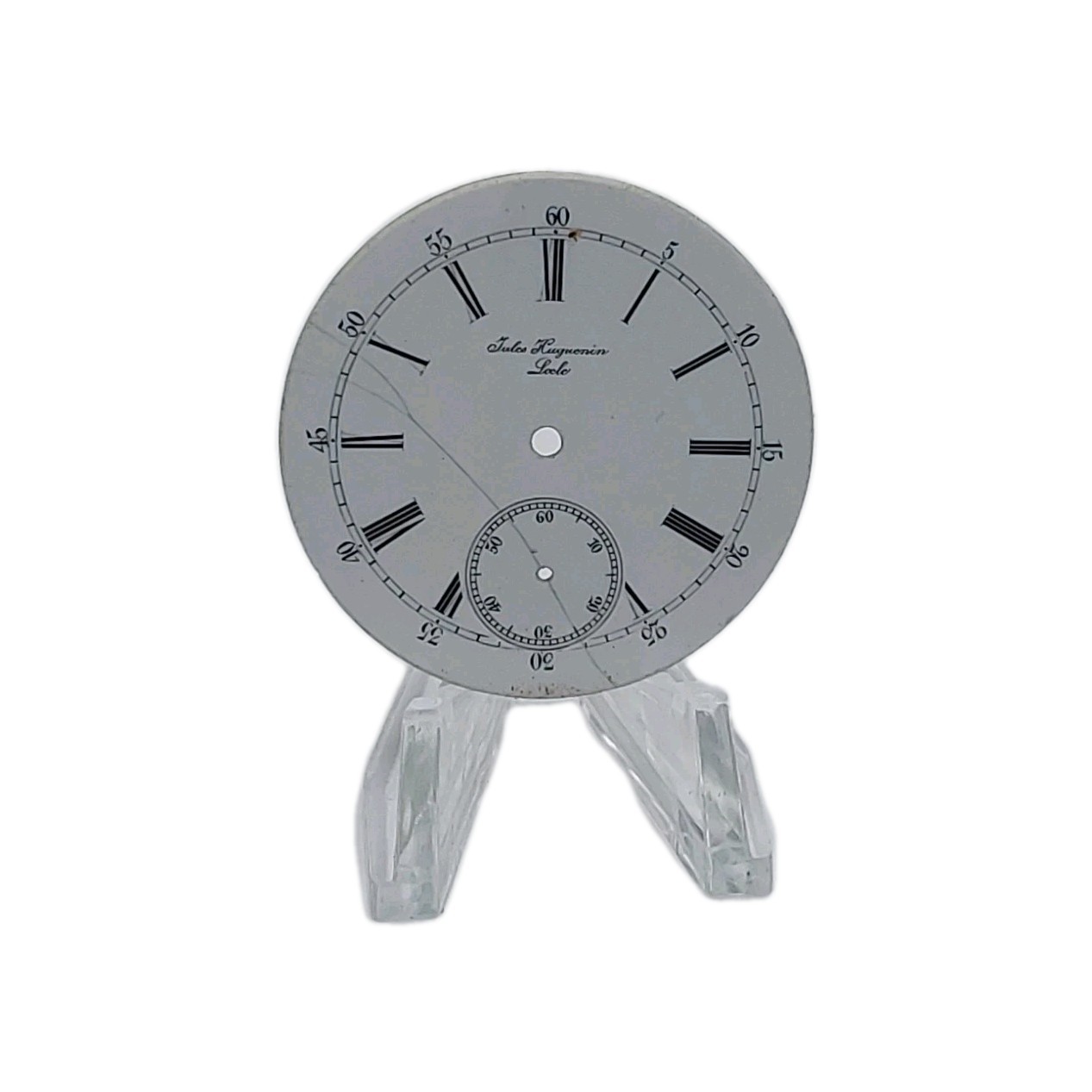 Jules Huguenin Locle 38mm Sunk Enamel Pocket Watch Dial Only 1337