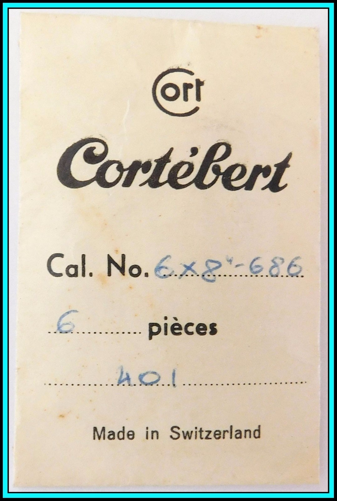 CORTEBERT WINDING STEM 6 x 8” Cal 686 Tap 0.90mm – N.O.S. (Tige – Aufzugwelle)
