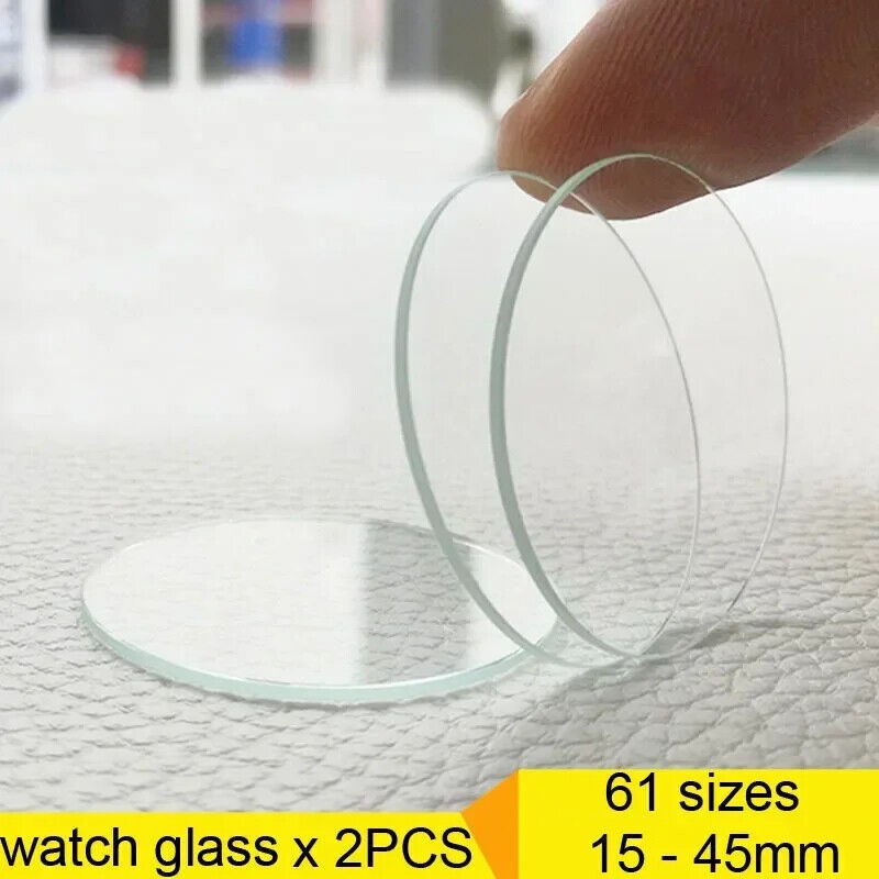 2PCS Flat Round Crystal 18mm-40mm Mineral Glass Watch Thickness 1.5mm Watch Lens
