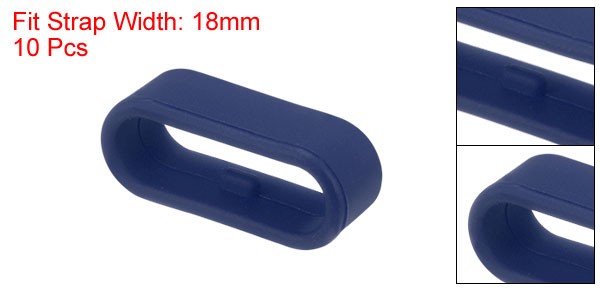 10Pcs Watch Band Strap Loop Silicone Fastener Rings for 18mm Band Midnight Blue