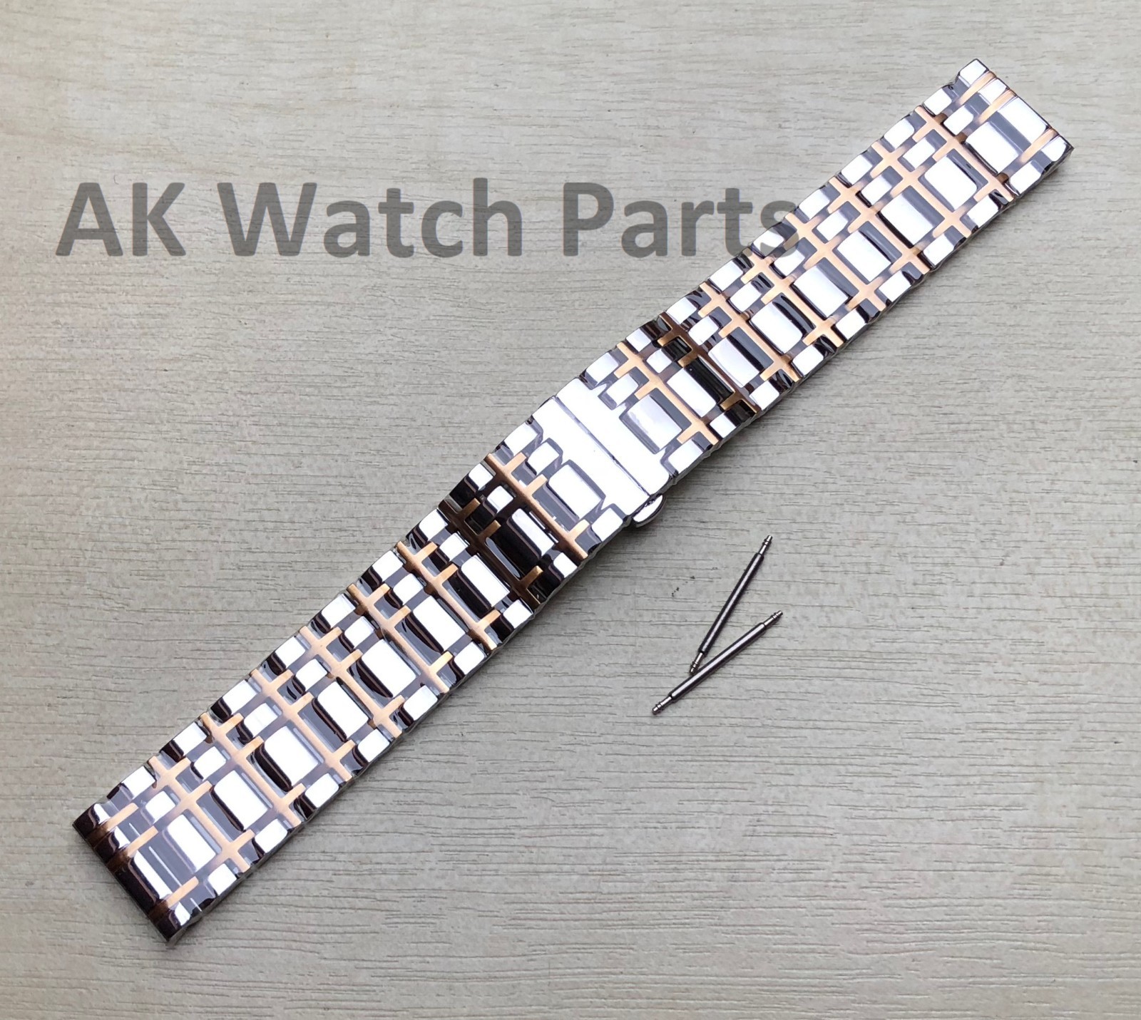Spare Two-Tone Strap Fits Burberry BU1324 Watch Bracelet/Band/Link
