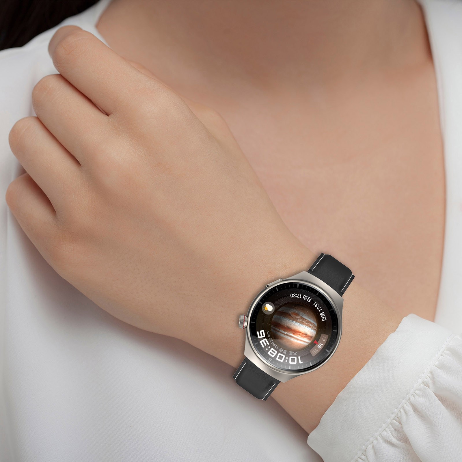 Leather Watch Strap with Folding Buckle for Huawei/Samsung Galaxy/Amazfit Series