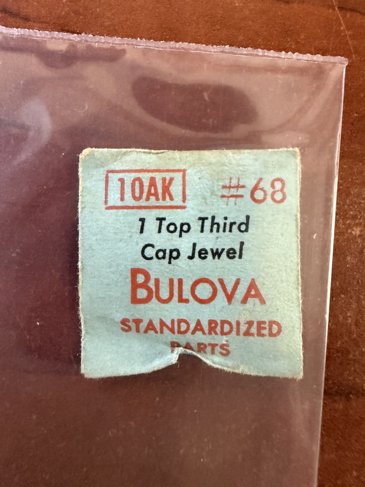 Bulova 10AK Top Third Cap Jewel #68 NOS Genuine Vintage Watch Part New Old Stock