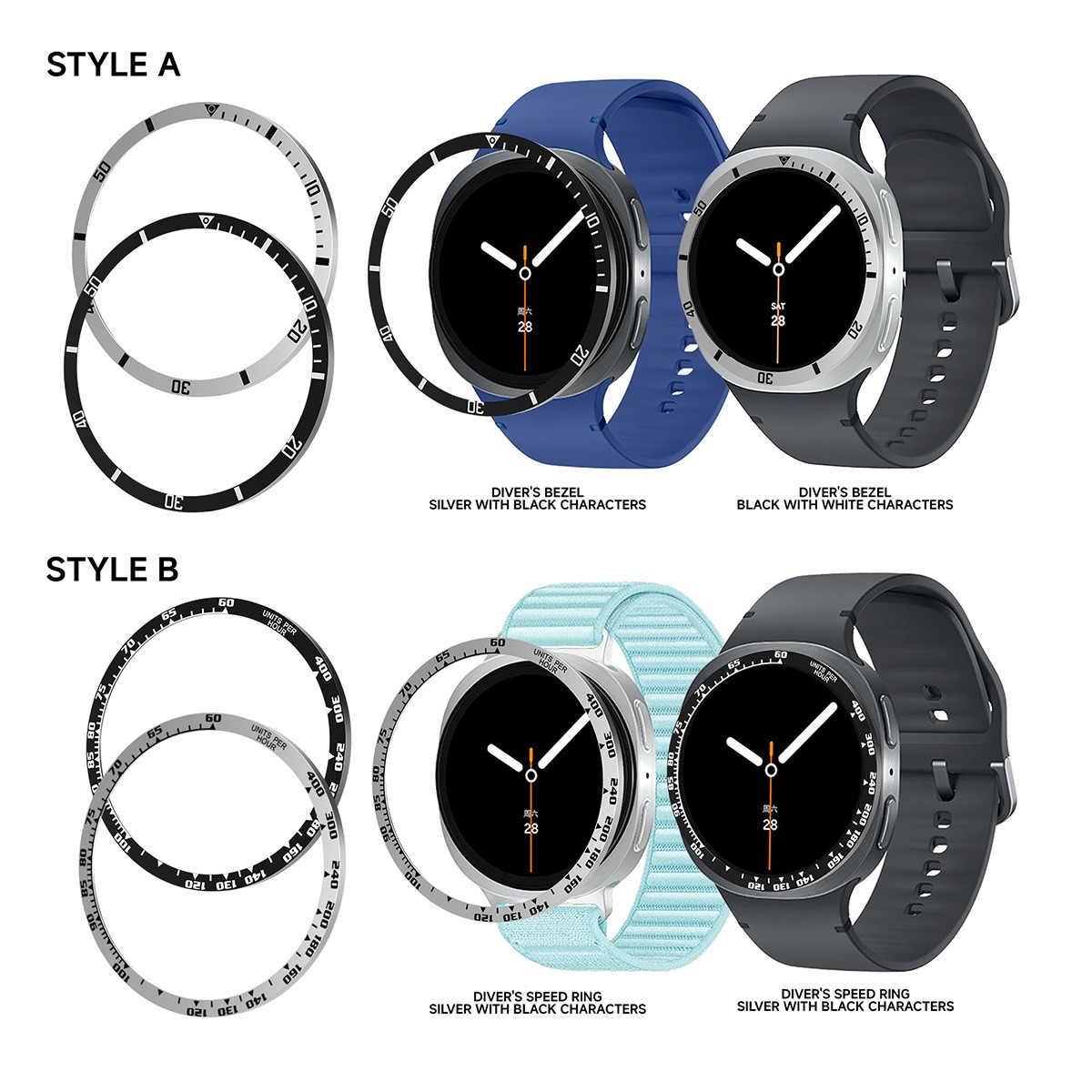 Steel Bezel Rings For Samsung Galaxy Watch 8 40mm 44mm Anti Scratch Metal Cover