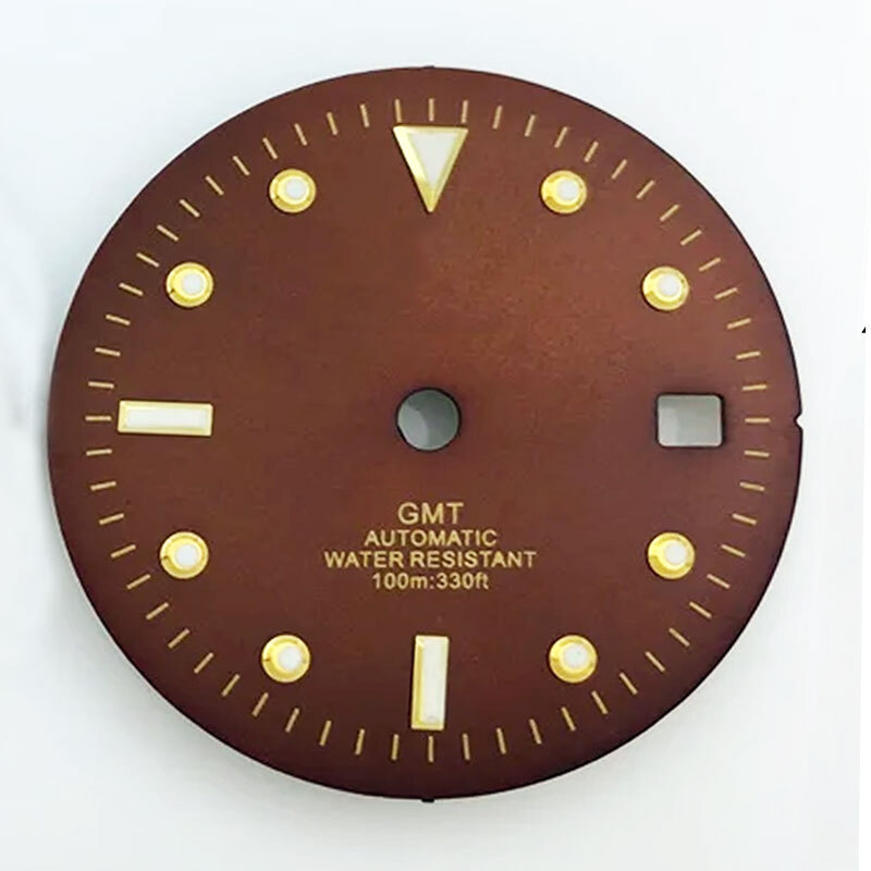 NH34A 29mm Sunburst Brown Watch Dial Gold Hand fit NH34 GMT Accessories Parts