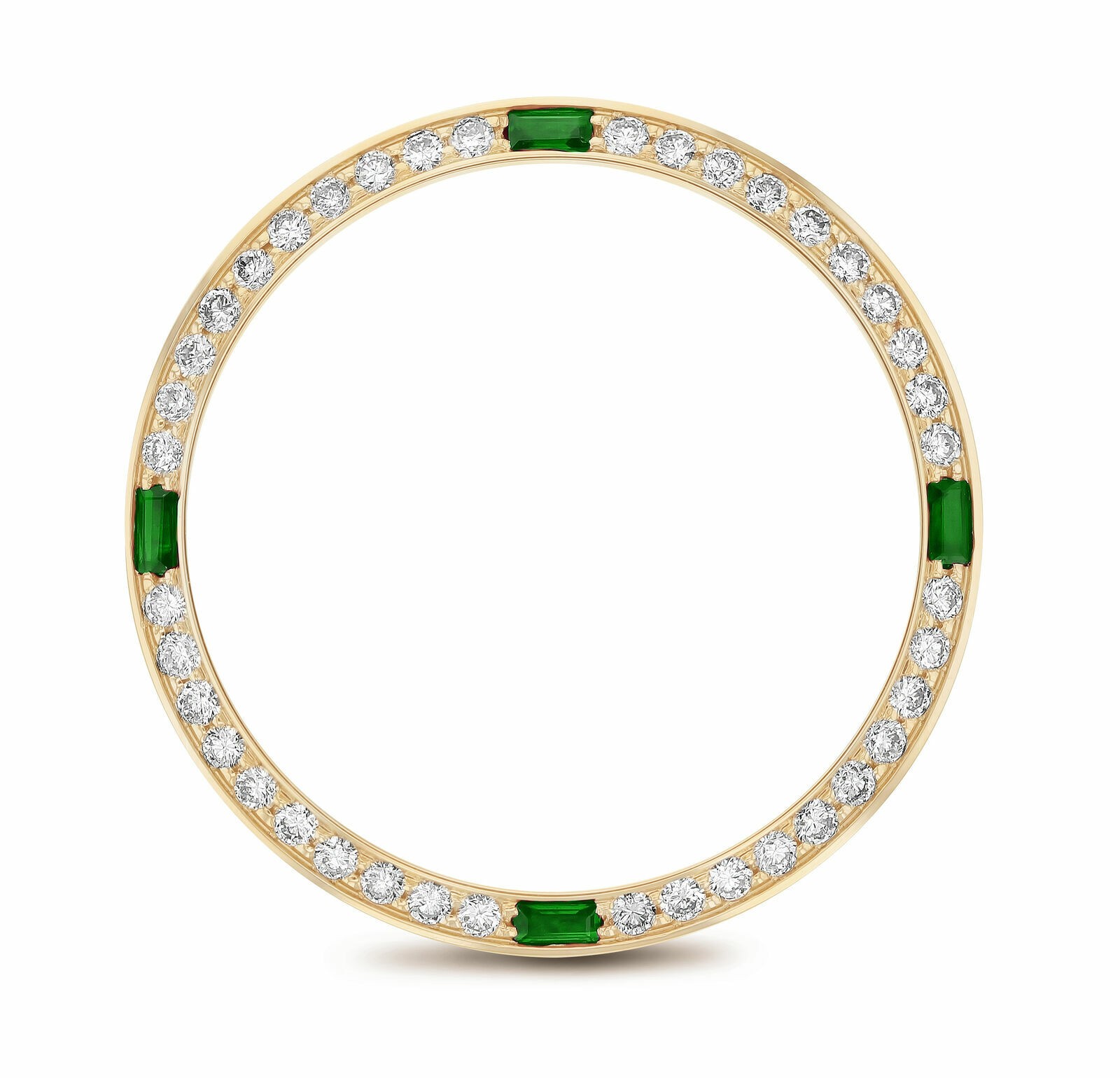 1CT BEAD SET NATURAL DIAMOND BEZEL FOR ROLEX 31MM DATEJUST WITH 4 EMERALDS GOLD