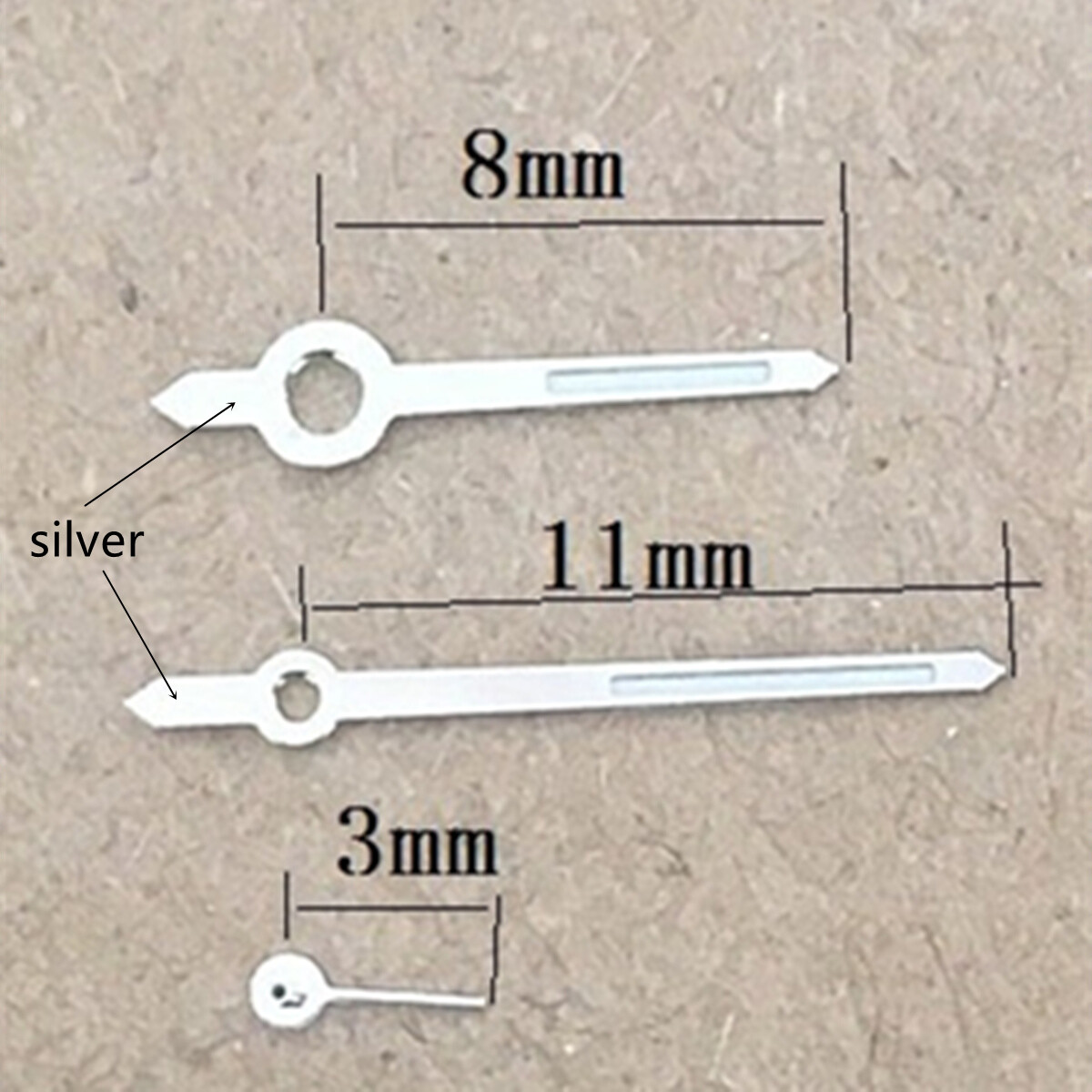 11mm Silver Trim Green Luminous Watch Hands for Miyota 1L45 Quartz Movement