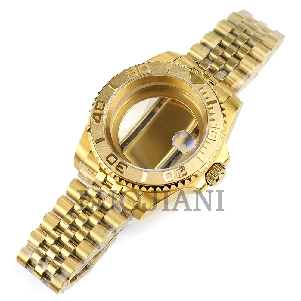 40mm Jubilee Gold Watch Case Sapphire Glass Fit Yacht-Master NH34 NH35 NH36
