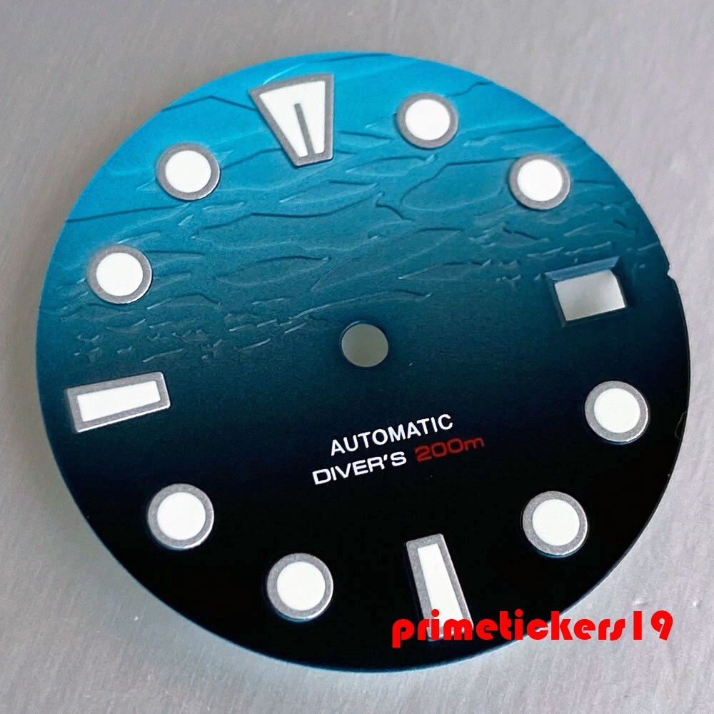 29mm Automatic NH35 Watch Dial+Hands Sky Blue Matte Face Gradient Color Date