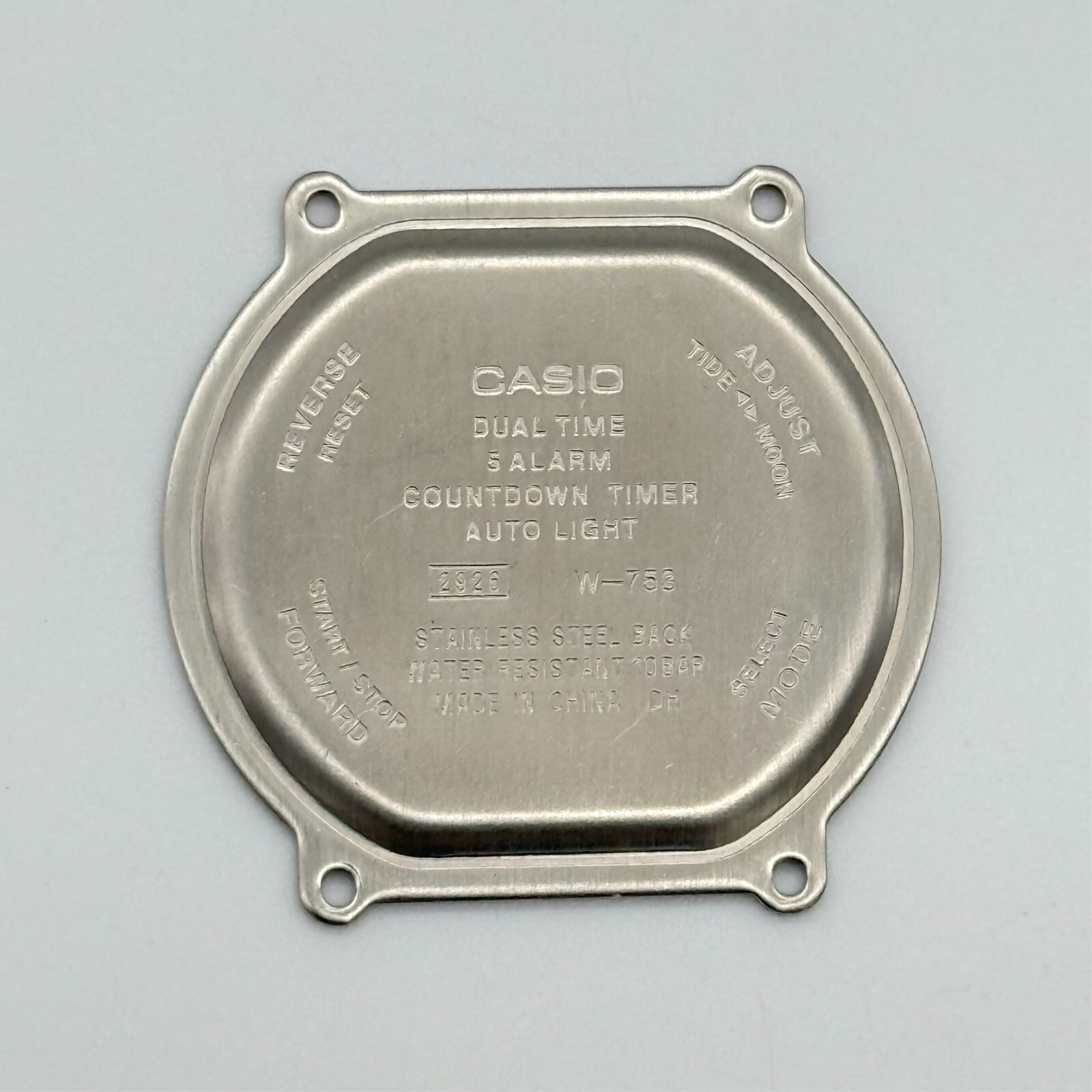 Men’s CASIO Stainless Steel Watch Case Back for W-753 Dual Time (2926)