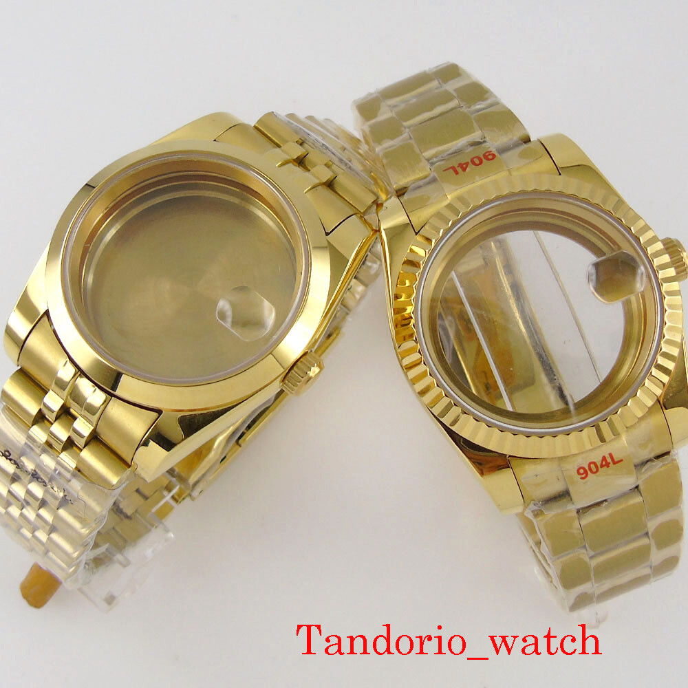 36mm/39mm Luxury Yellow Gold Watch Case/Strap For NH35A NH36 MIYOTA8215 Movement